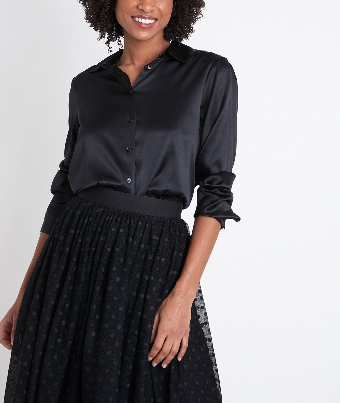 Blouse en soie mélangée noire Jerry Faume - seconde main