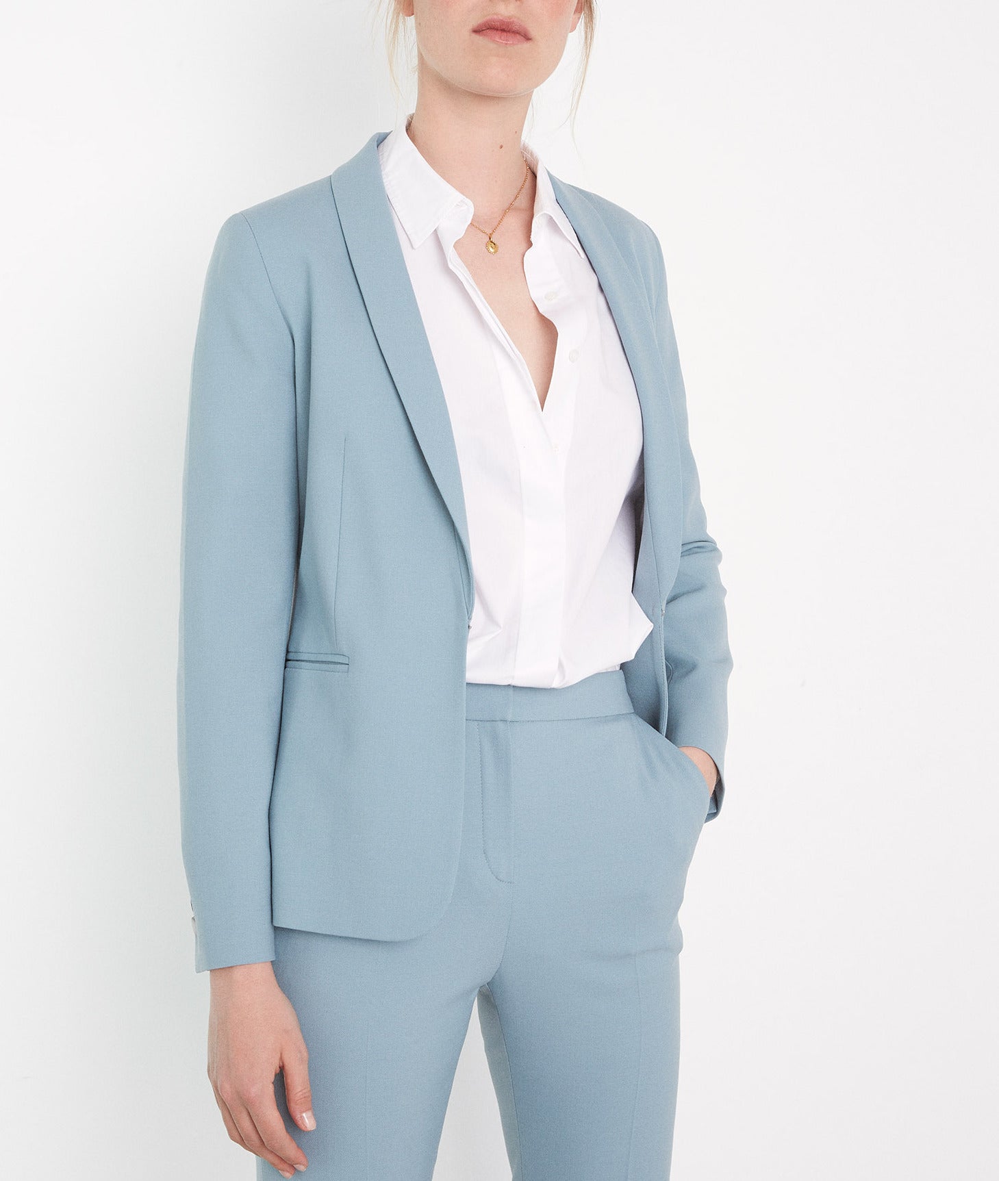 Veste de blazer cintrée céladon Reine Faume - seconde main