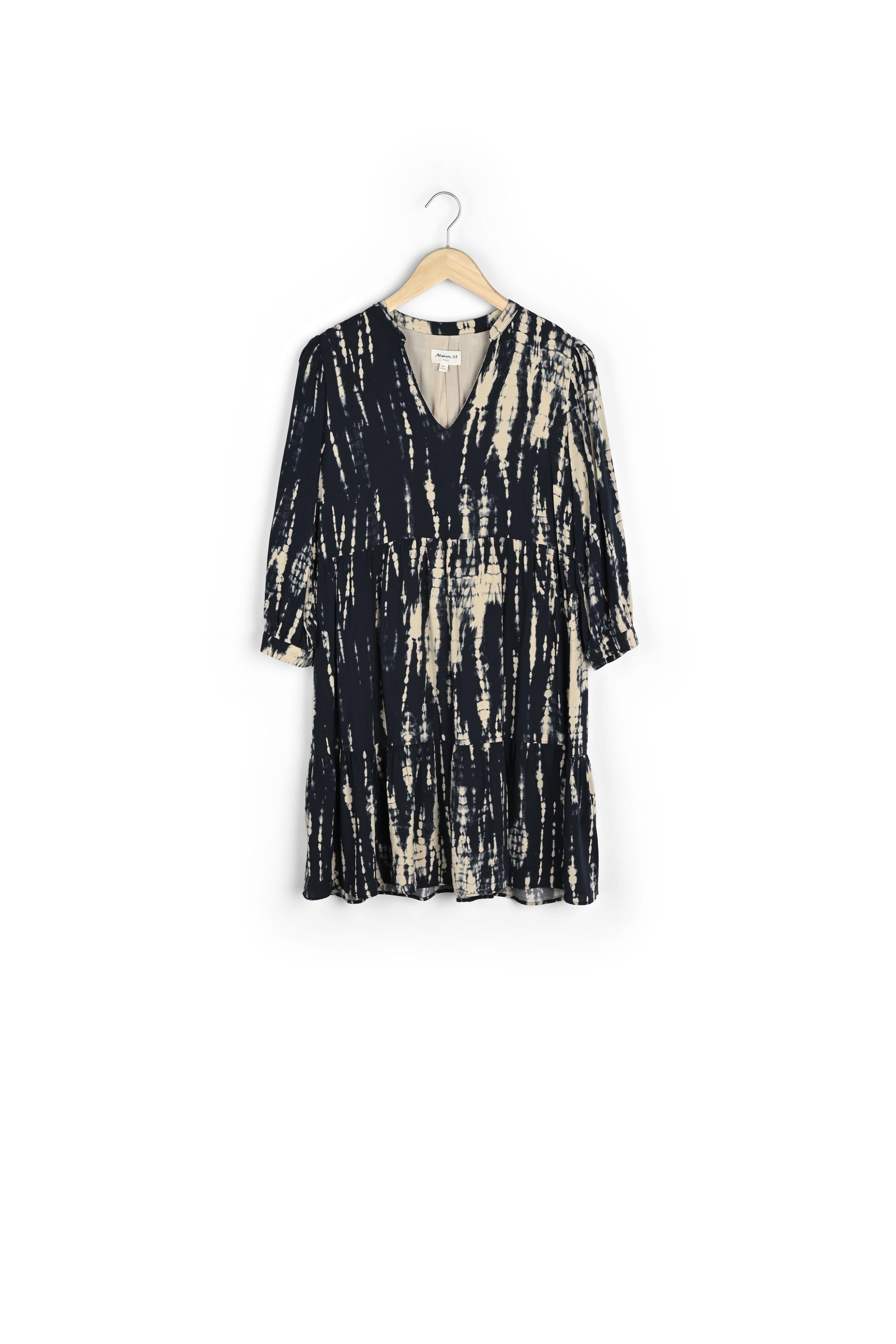 Robe courte évasée imprimée tie & dye noire Nadypso Faume - seconde main