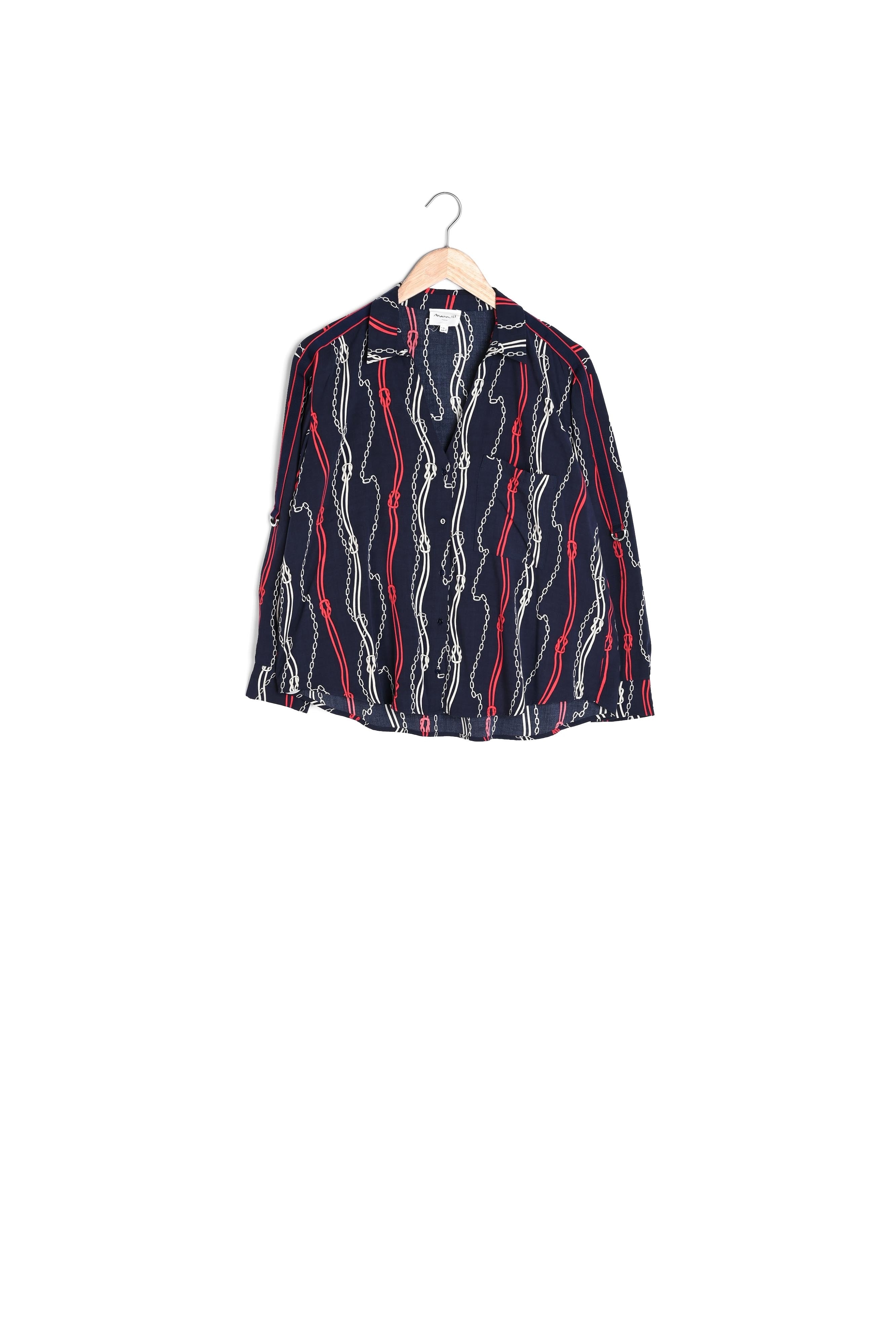 Chemise marine imprimée chaînes Cathleen Faume - seconde main