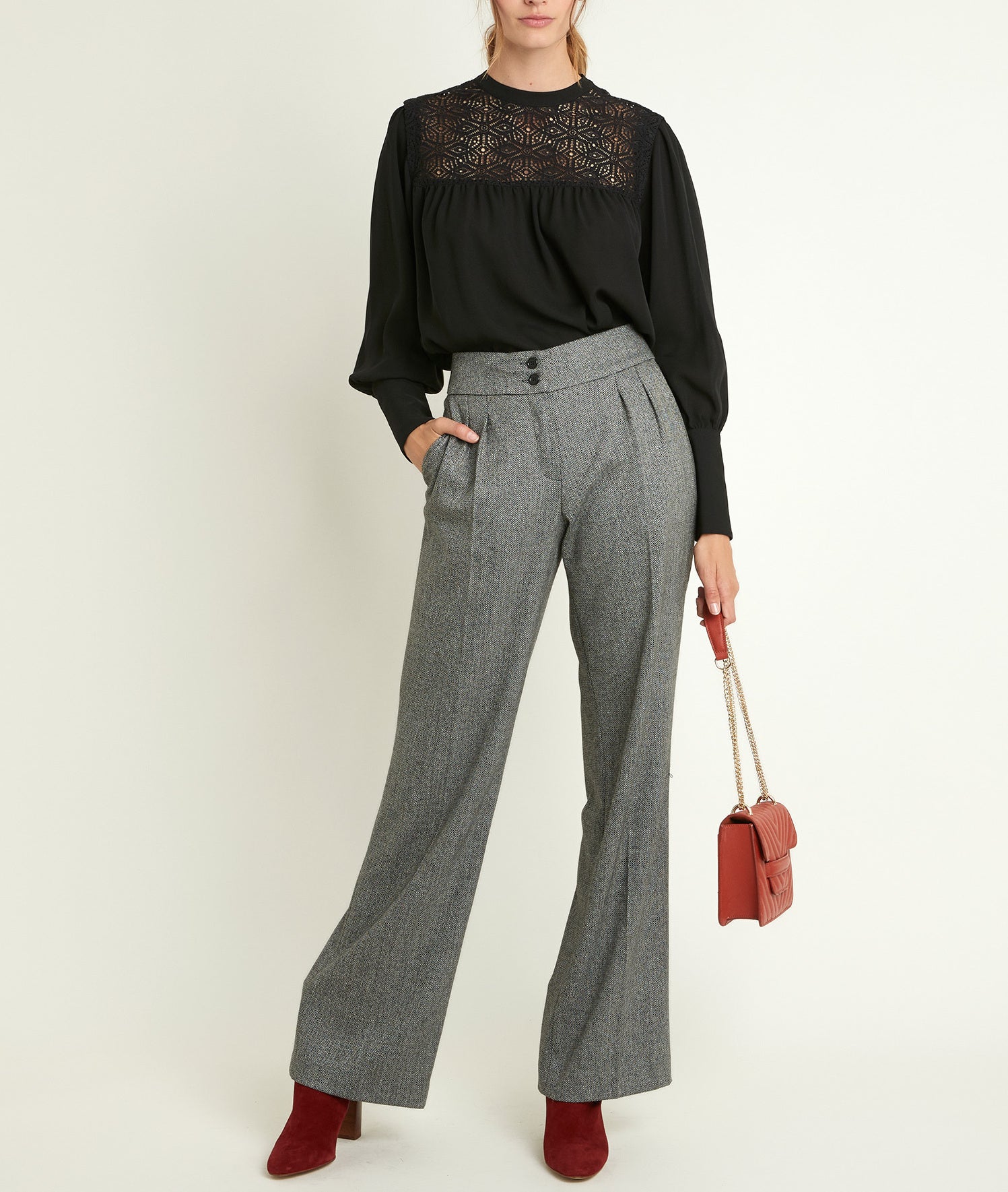 Pantalon large à chevrons Malo Faume - seconde main