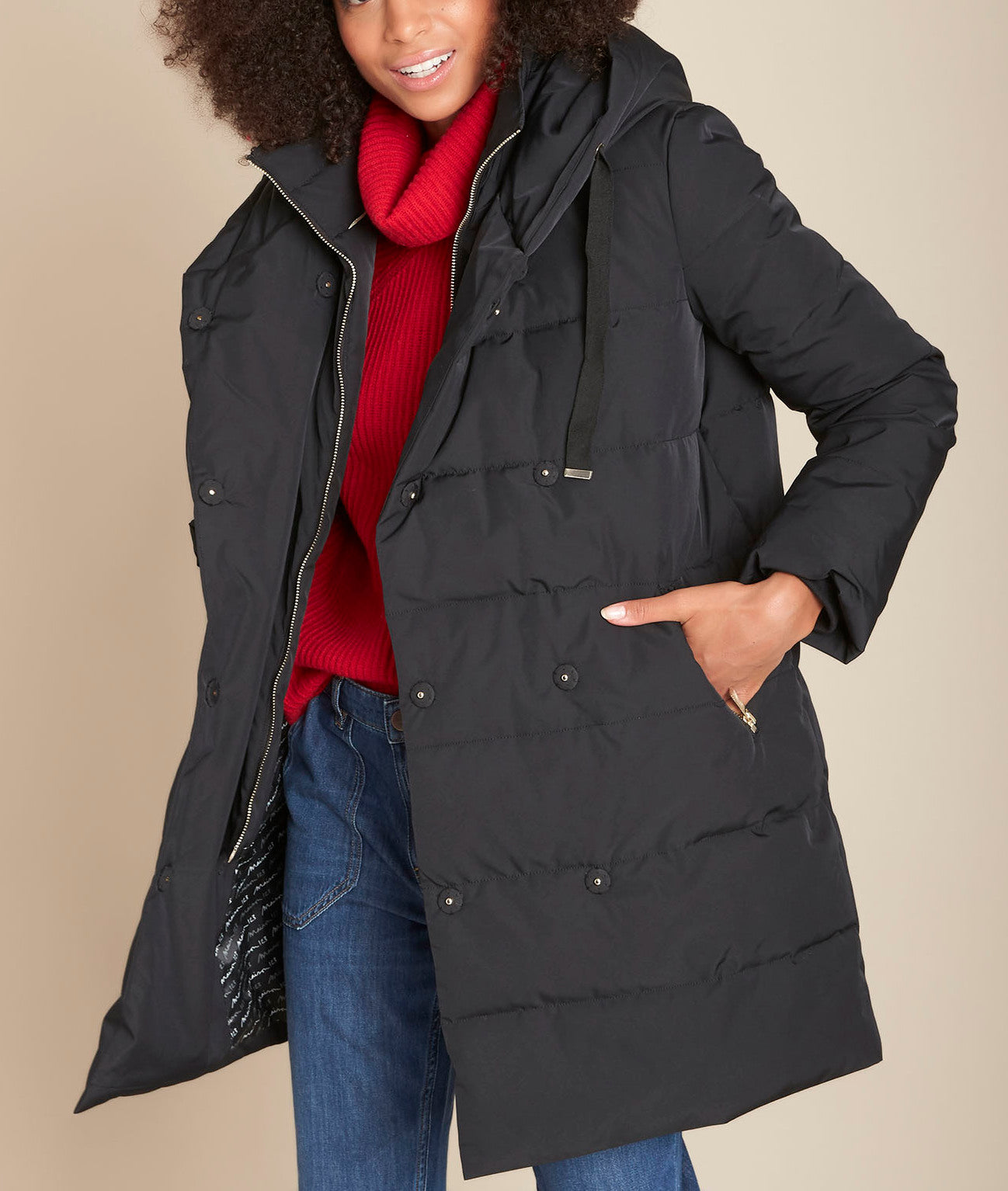 Doudoune longue noire Lison Faume - seconde main