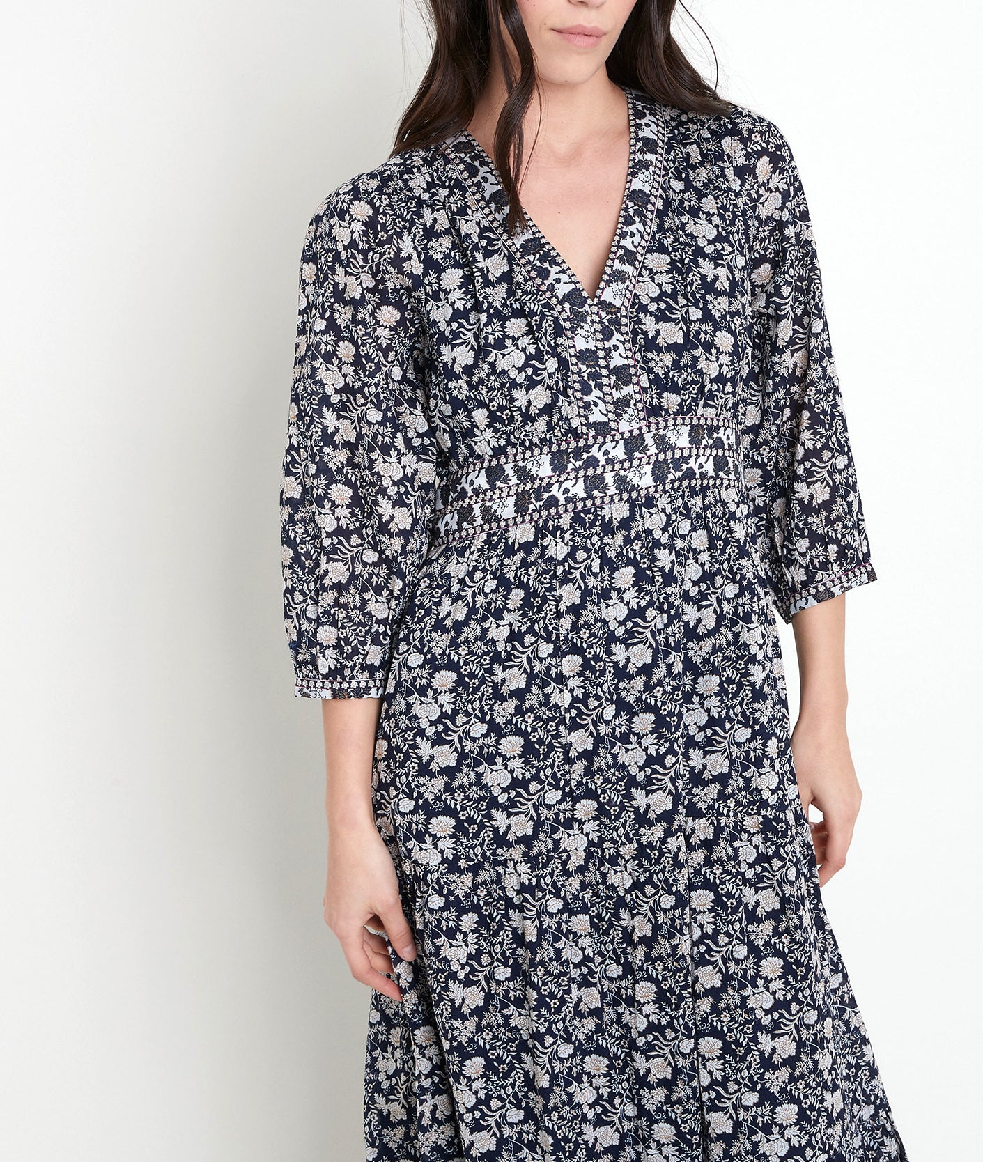 Robe longue imprimée en coton Loanne Faume - seconde main
