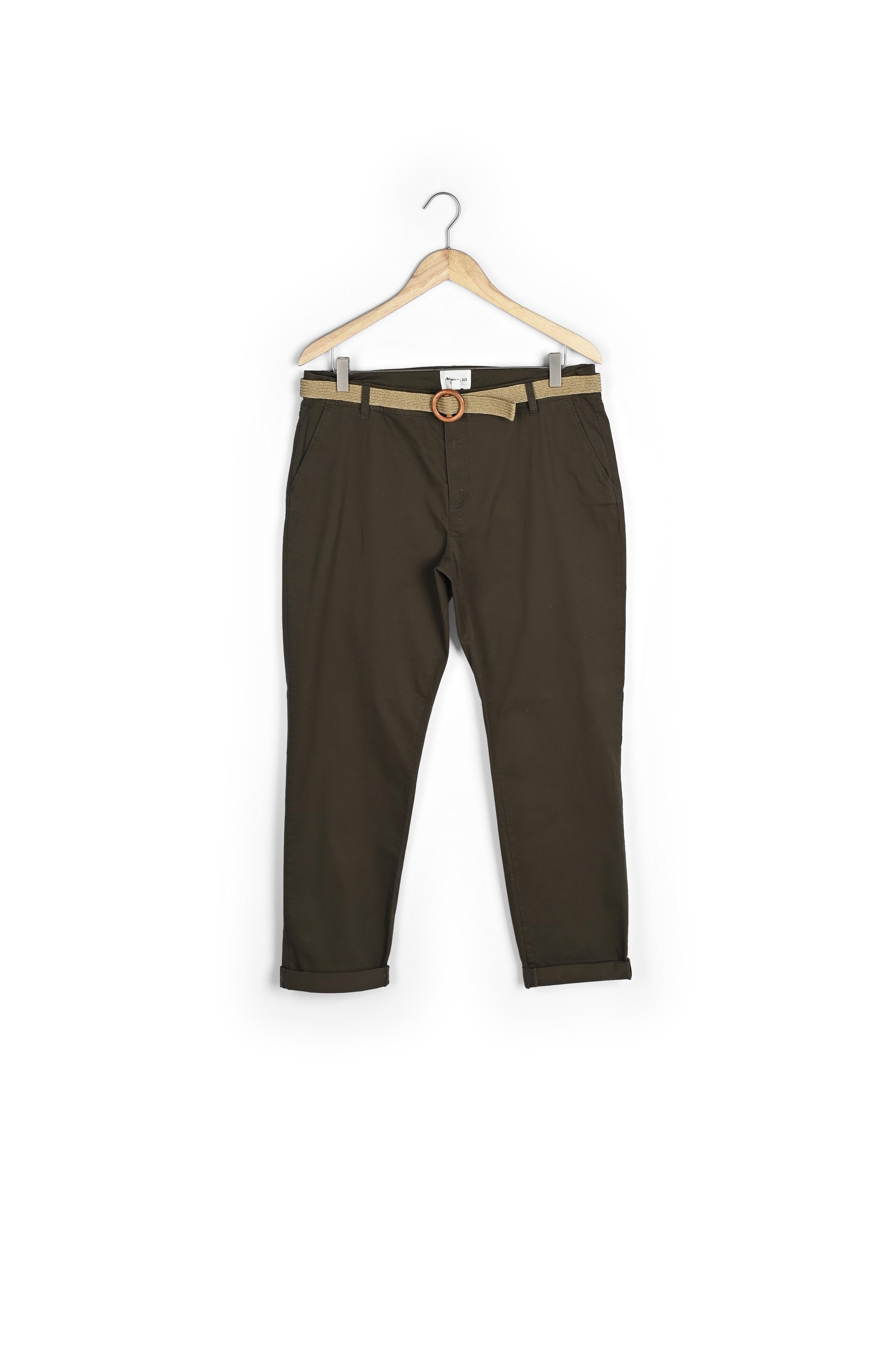 Pantalon chino ceinturé kaki Francis Faume - seconde main
