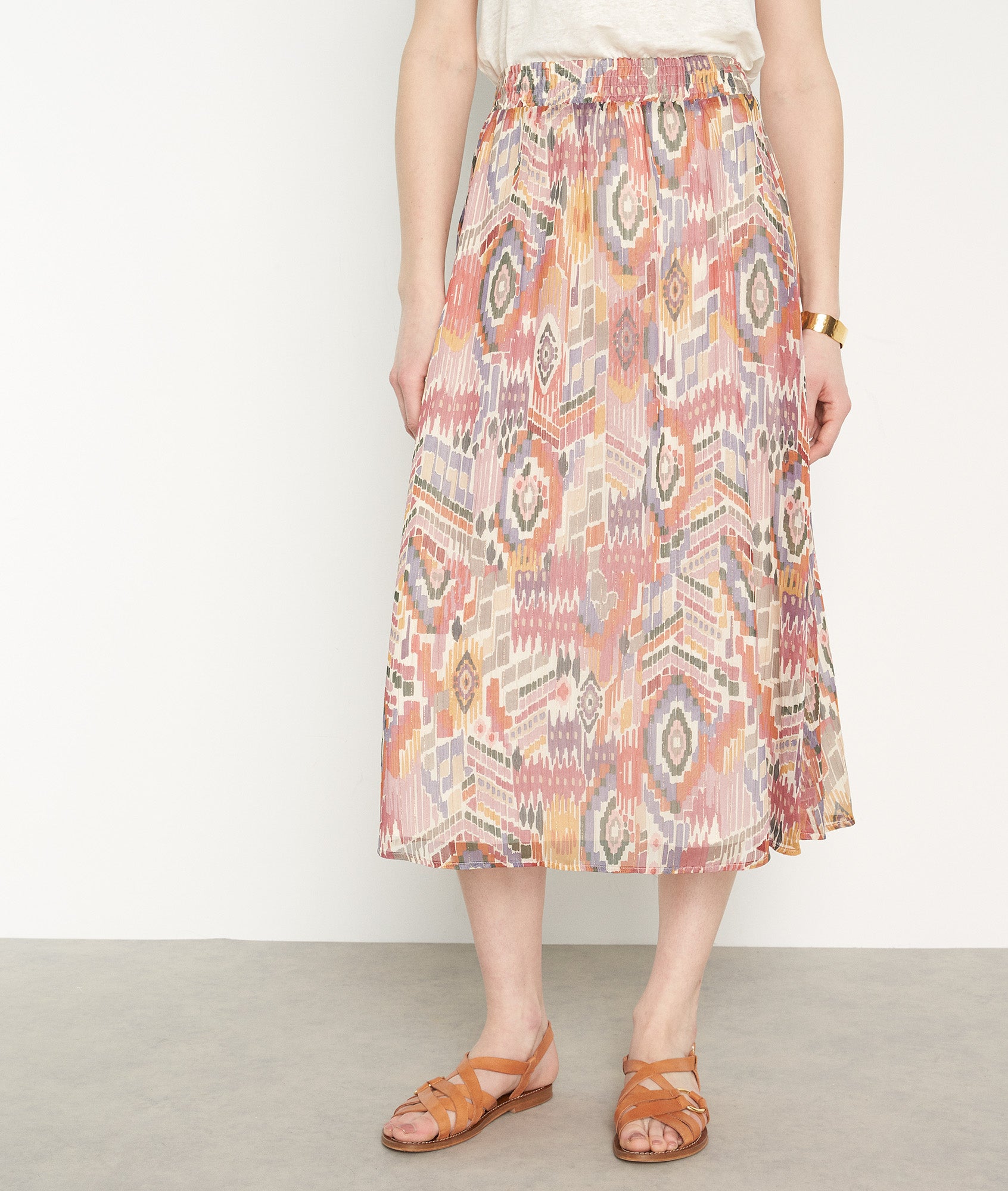 Jupon long imprimé rose Doris Faume - seconde main