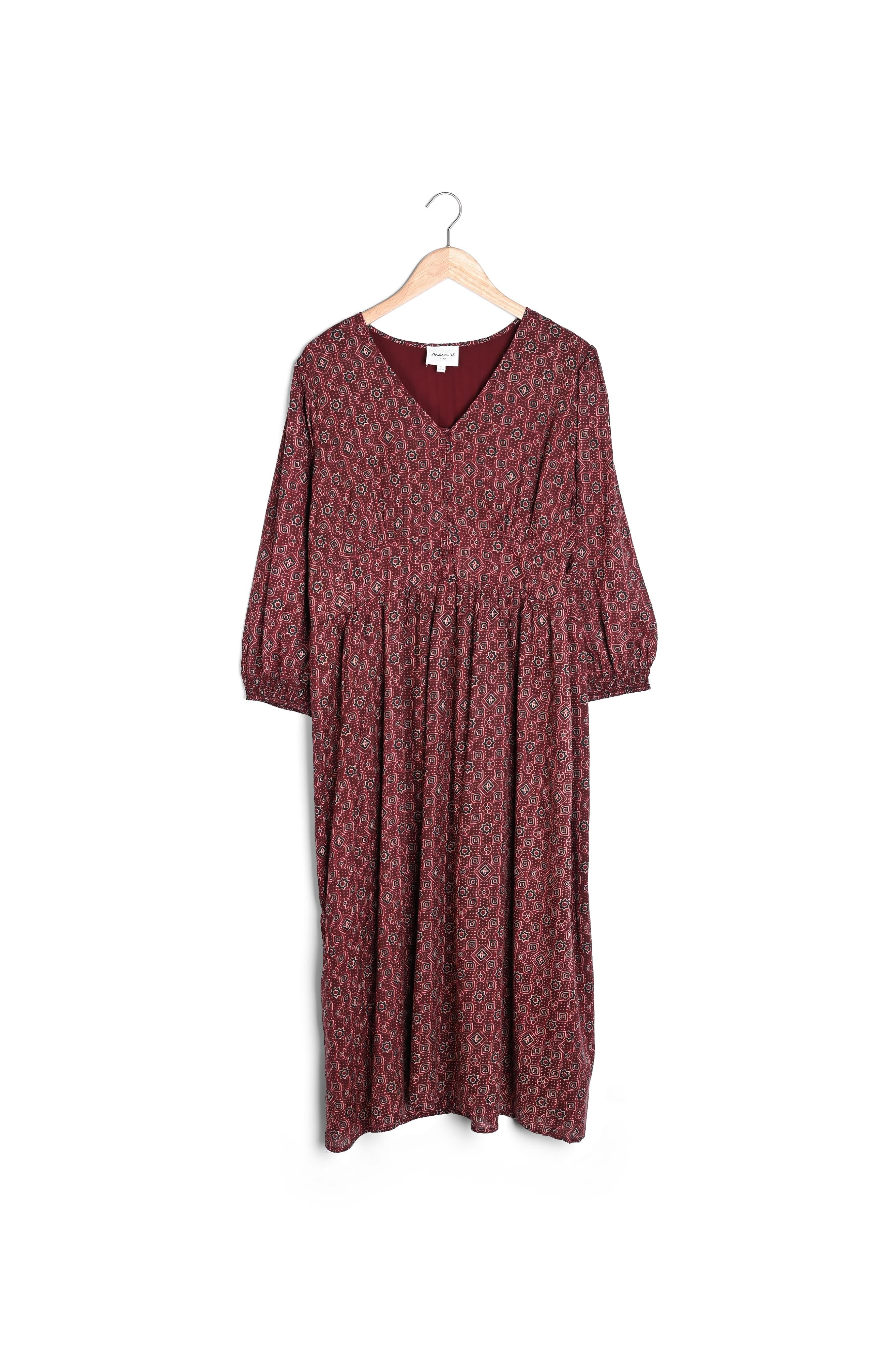 Robe longue imprimée bordeaux Nikita Faume - seconde main