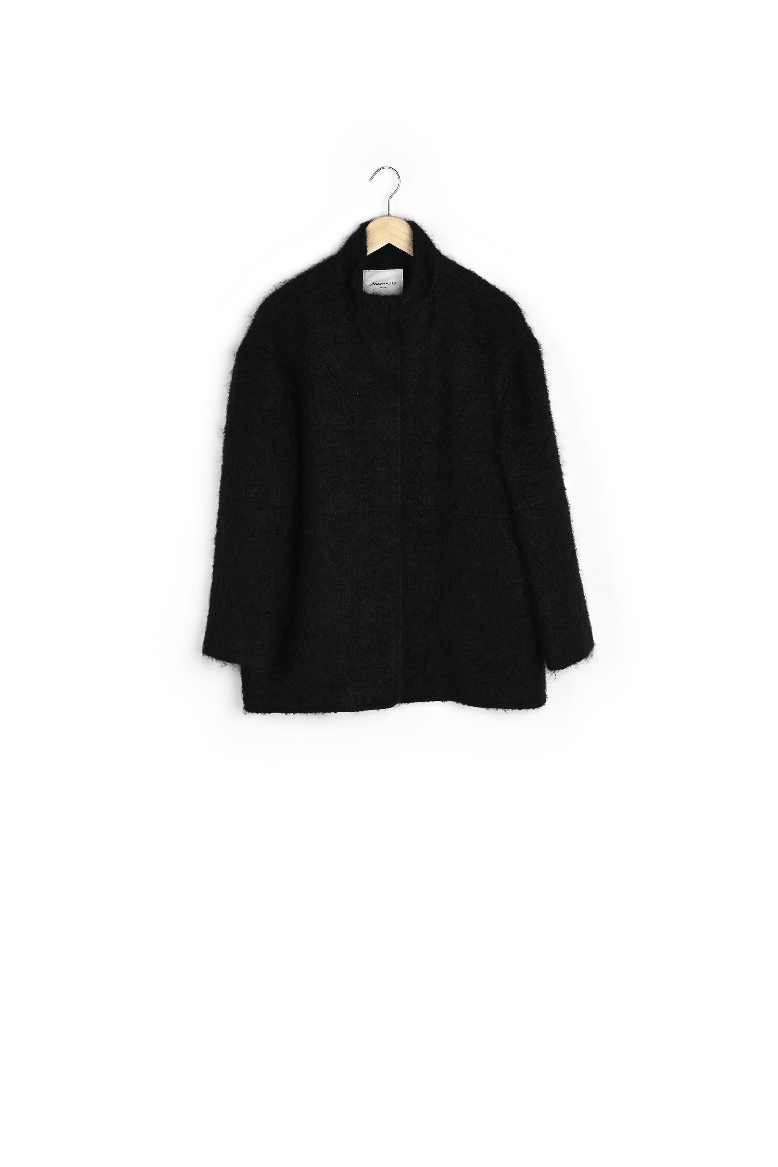 Manteau court en laine texturée noire Lamia Faume - seconde main