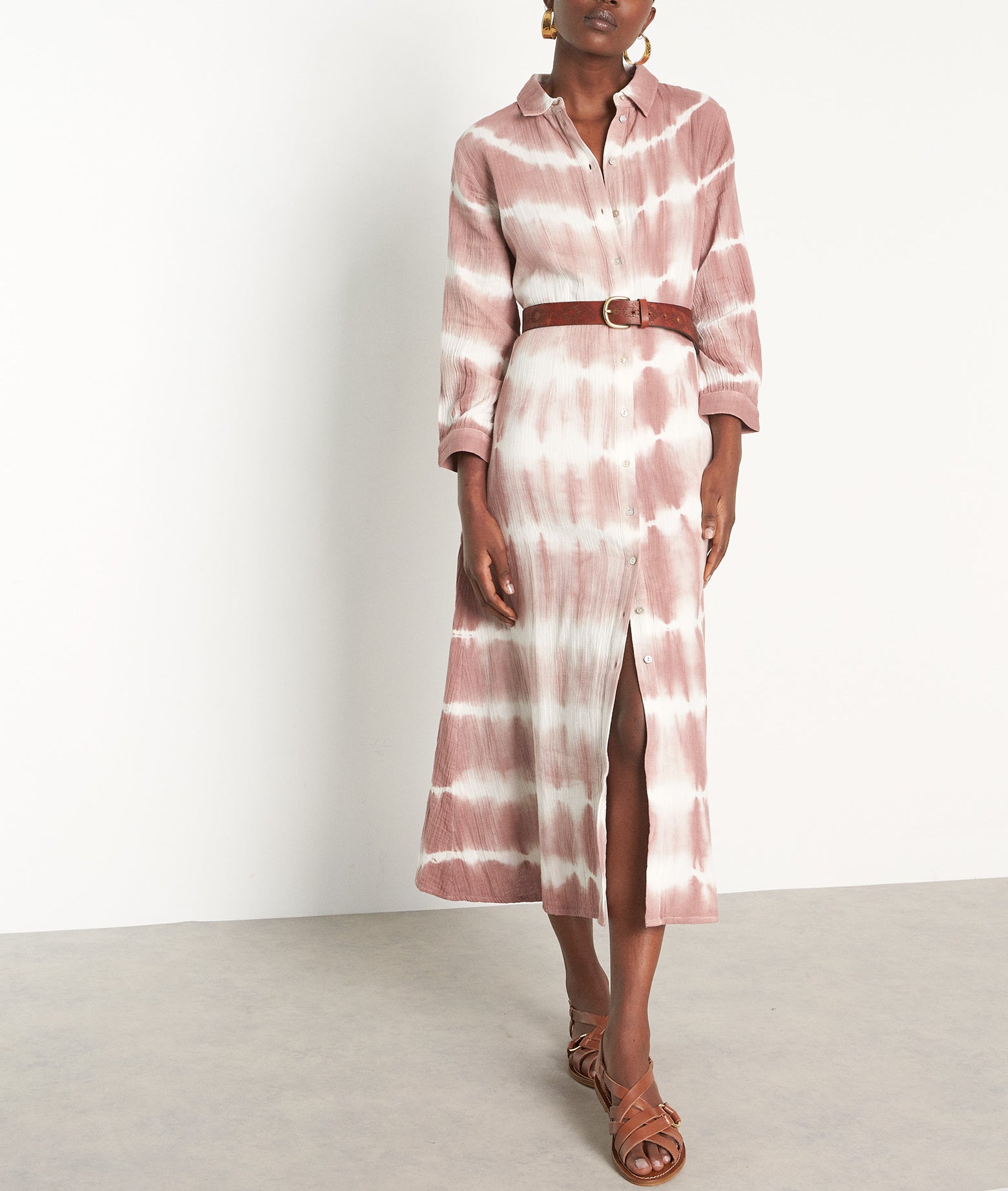 Robe longue tie and dye en coton poudre Laurice Faume - seconde main