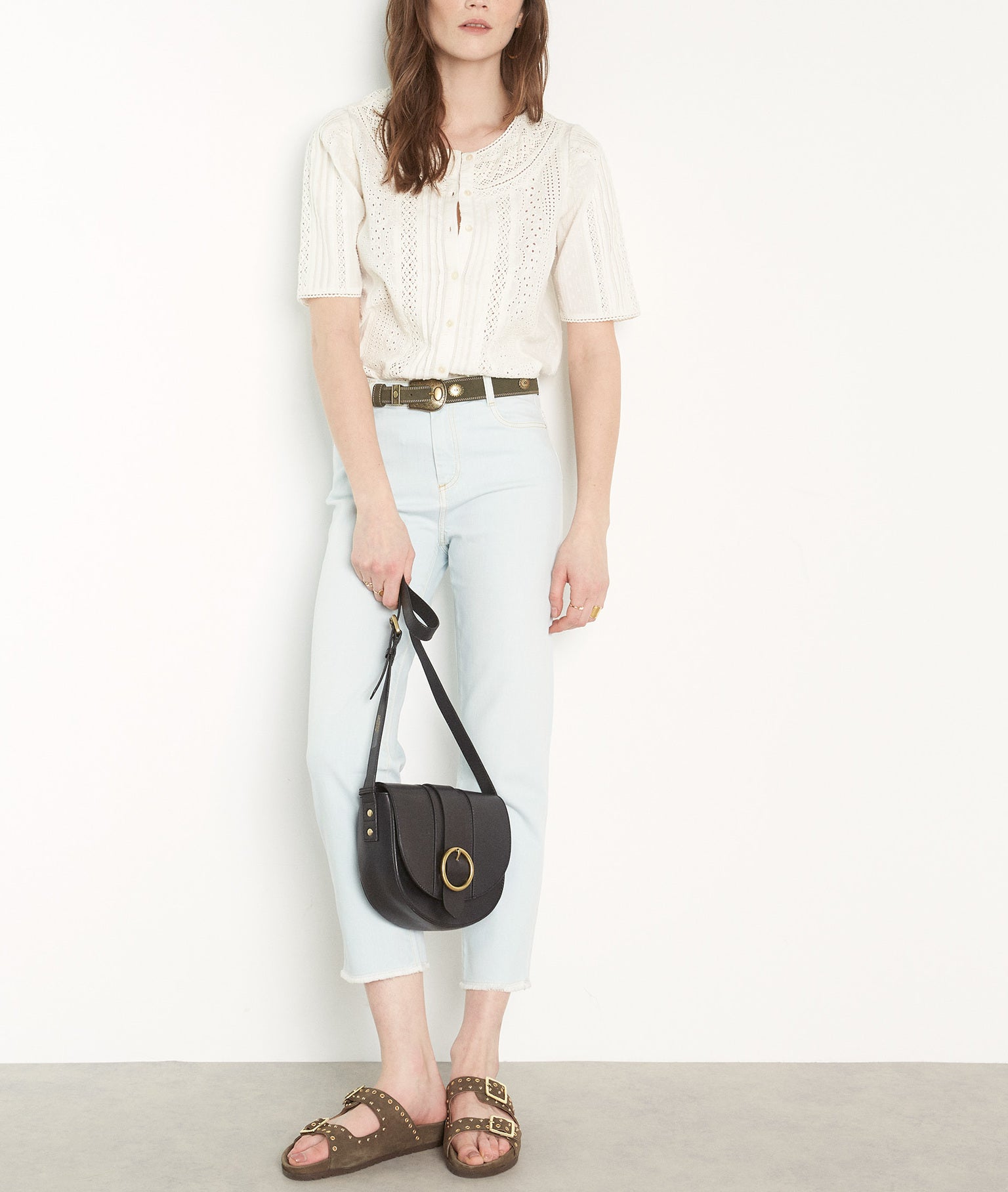 Jean droit à bords francs en coton pure bleached Patience Faume - seconde main