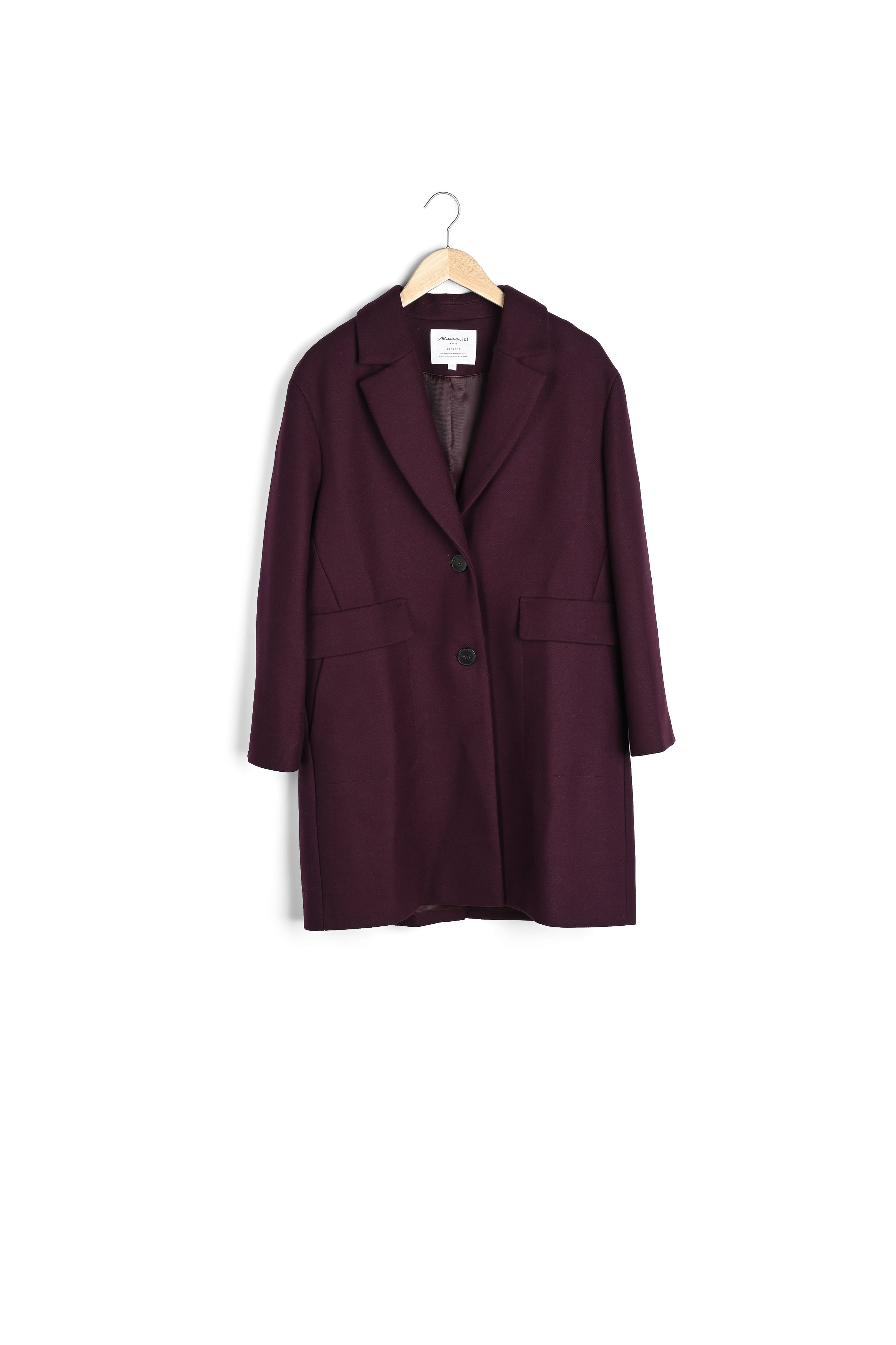 Manteau en laine et cachemire bordeaux Lubna Faume - seconde main
