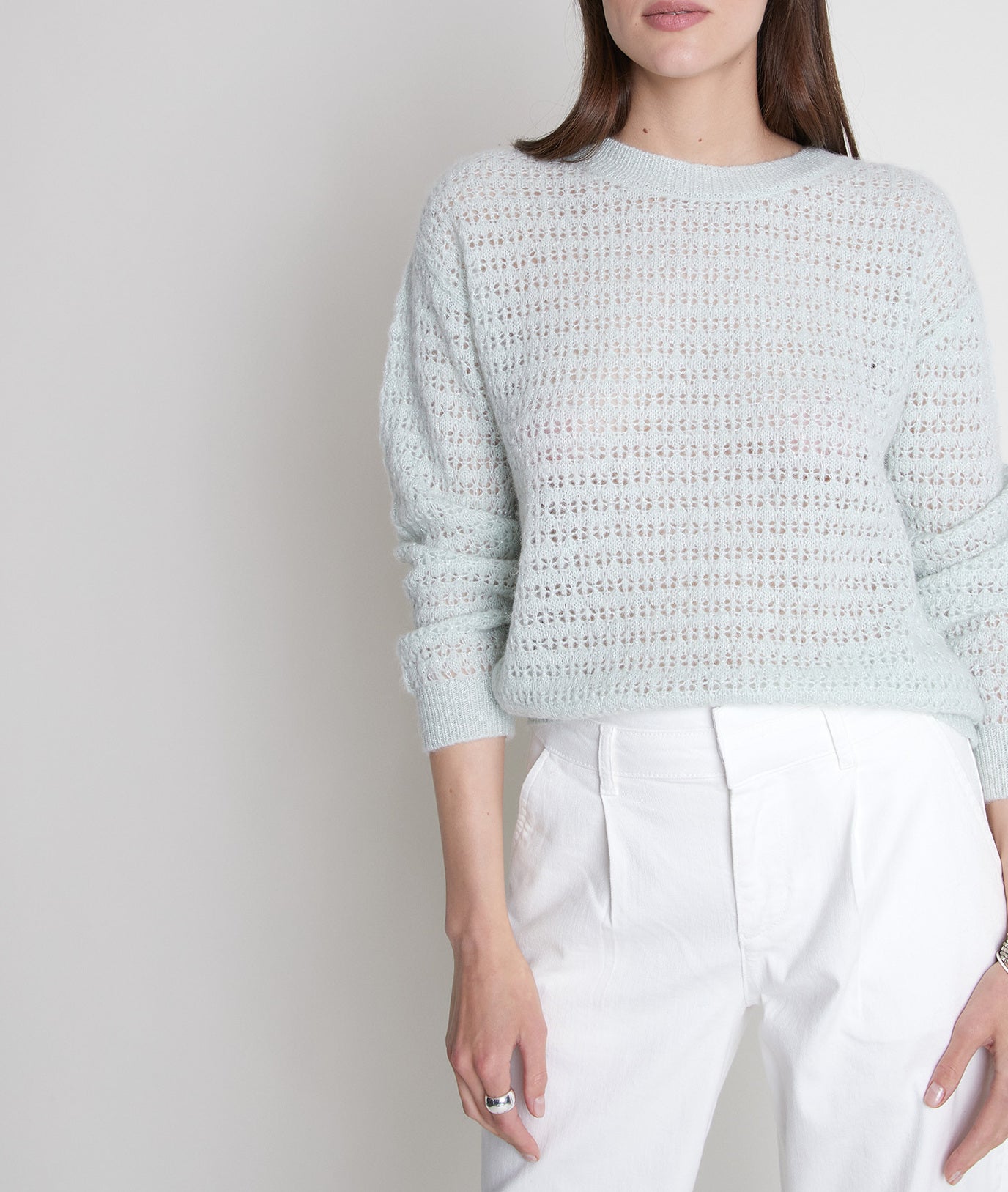 Pull en maille épaisse ajourée jade Tokyo Faume - seconde main