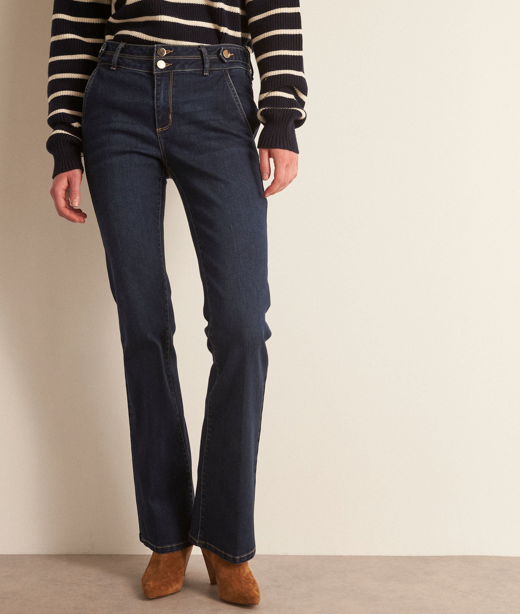 Jean flare en denim brut Pauline Faume - seconde main