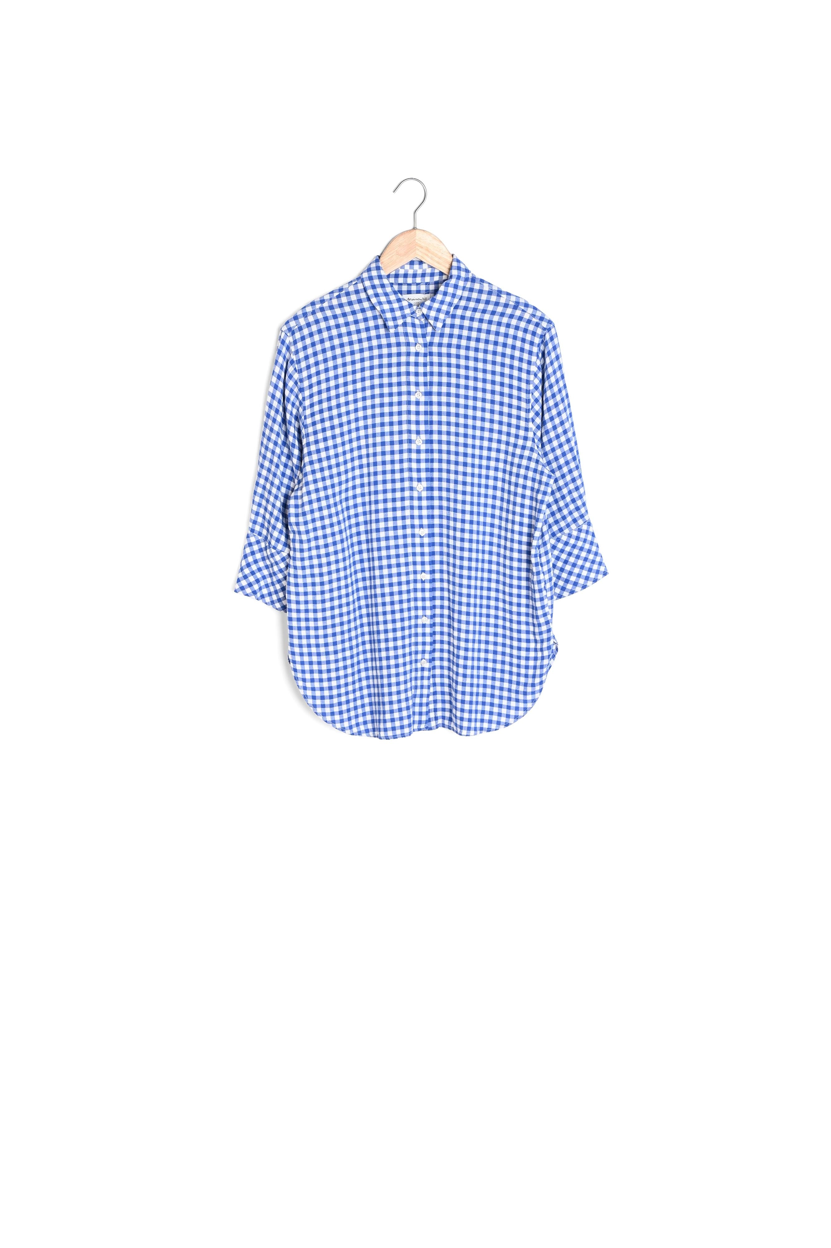 Chemise oversize en vichy bleu Clemence Faume - seconde main
