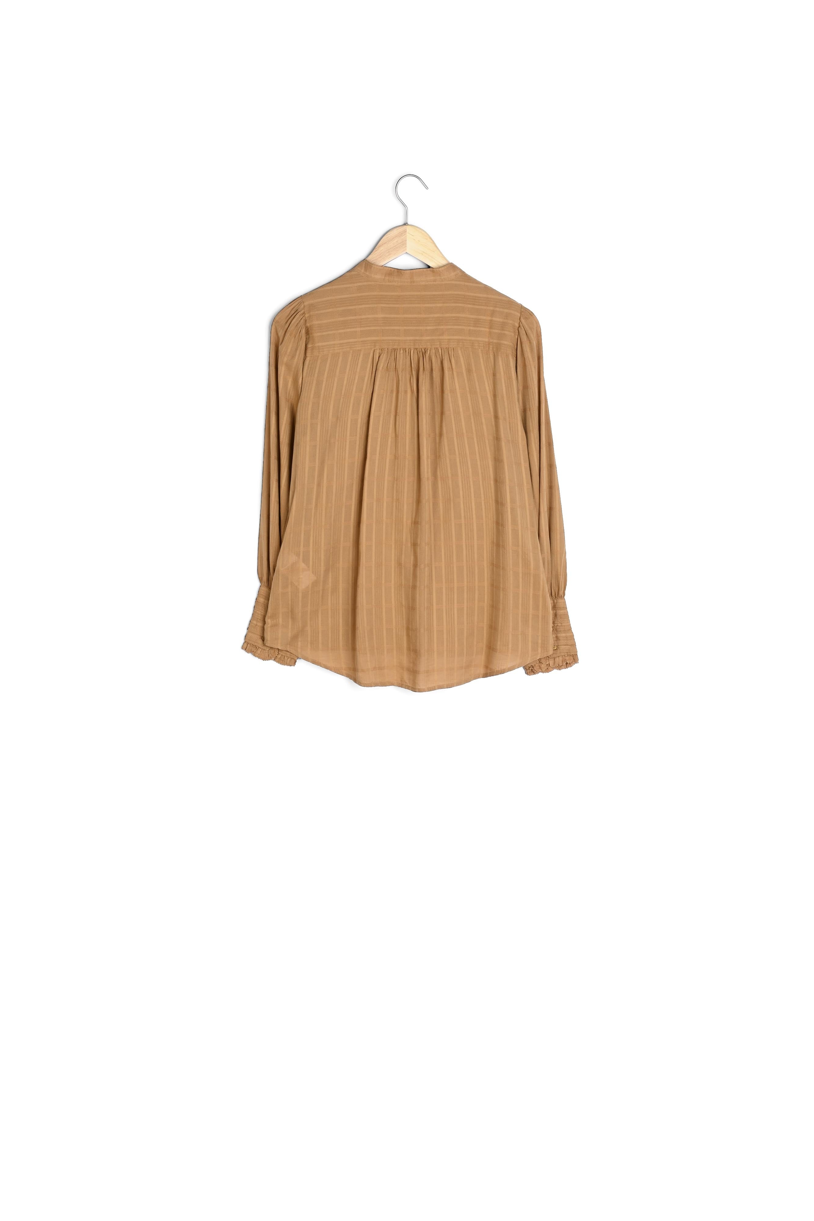 Chemise plastron froncé camel Laika Faume - seconde main