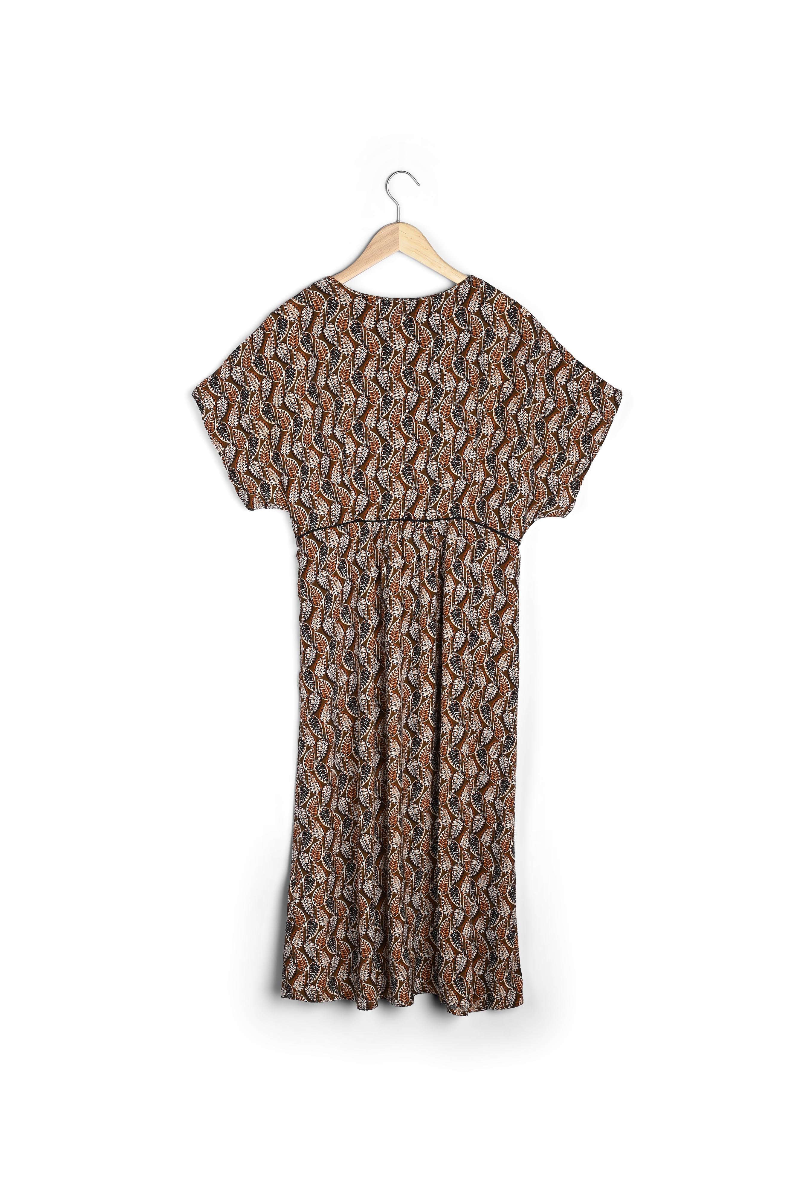 Robe marron imprimé ethnique Lucienne Faume - seconde main