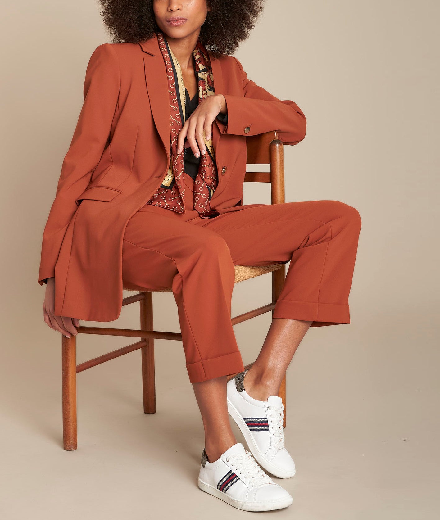 Veste de tailleur en microfibre acajou Baya Faume - seconde main