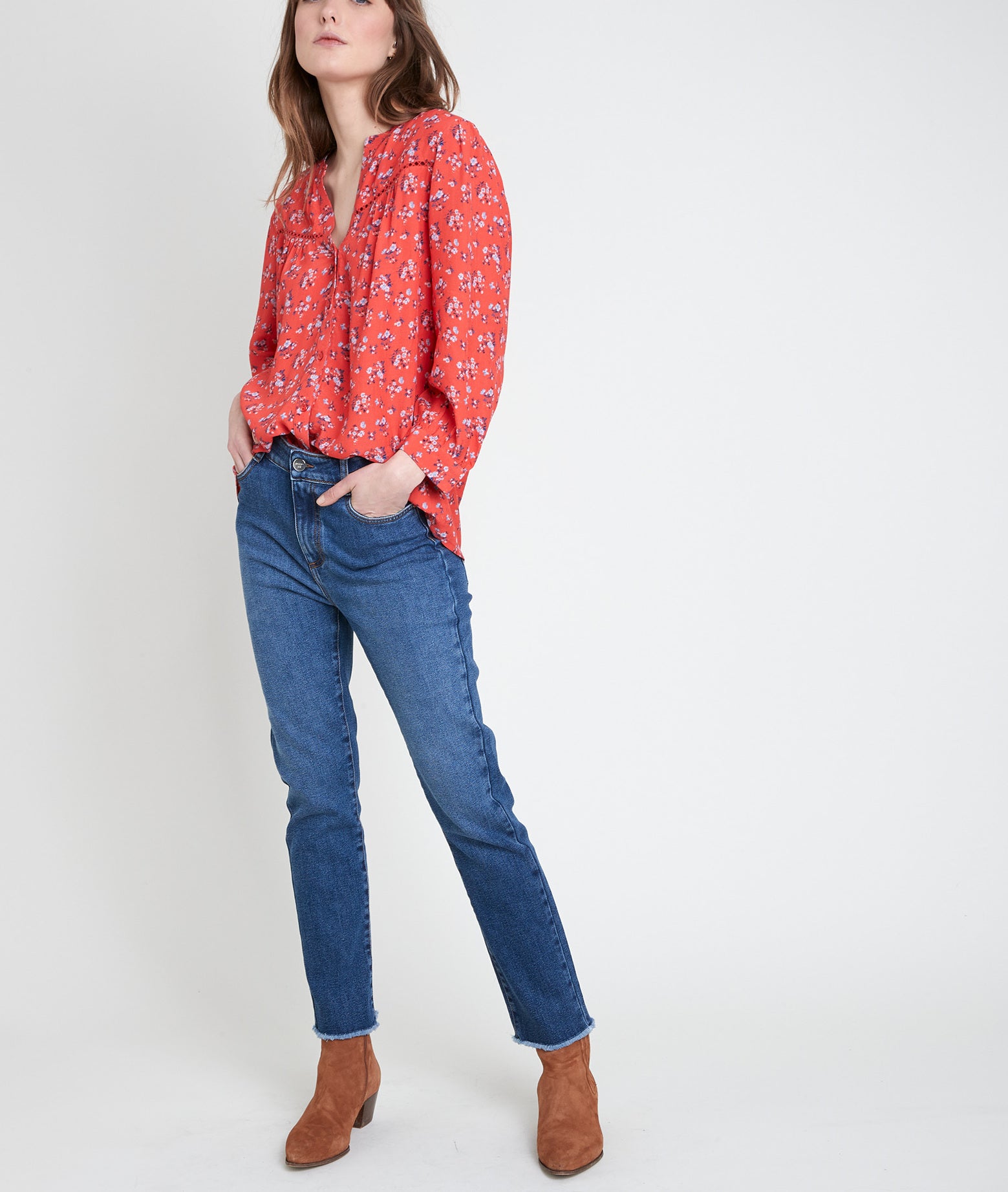 Jean droit raw cut en coton recyclé Patience Faume - seconde main