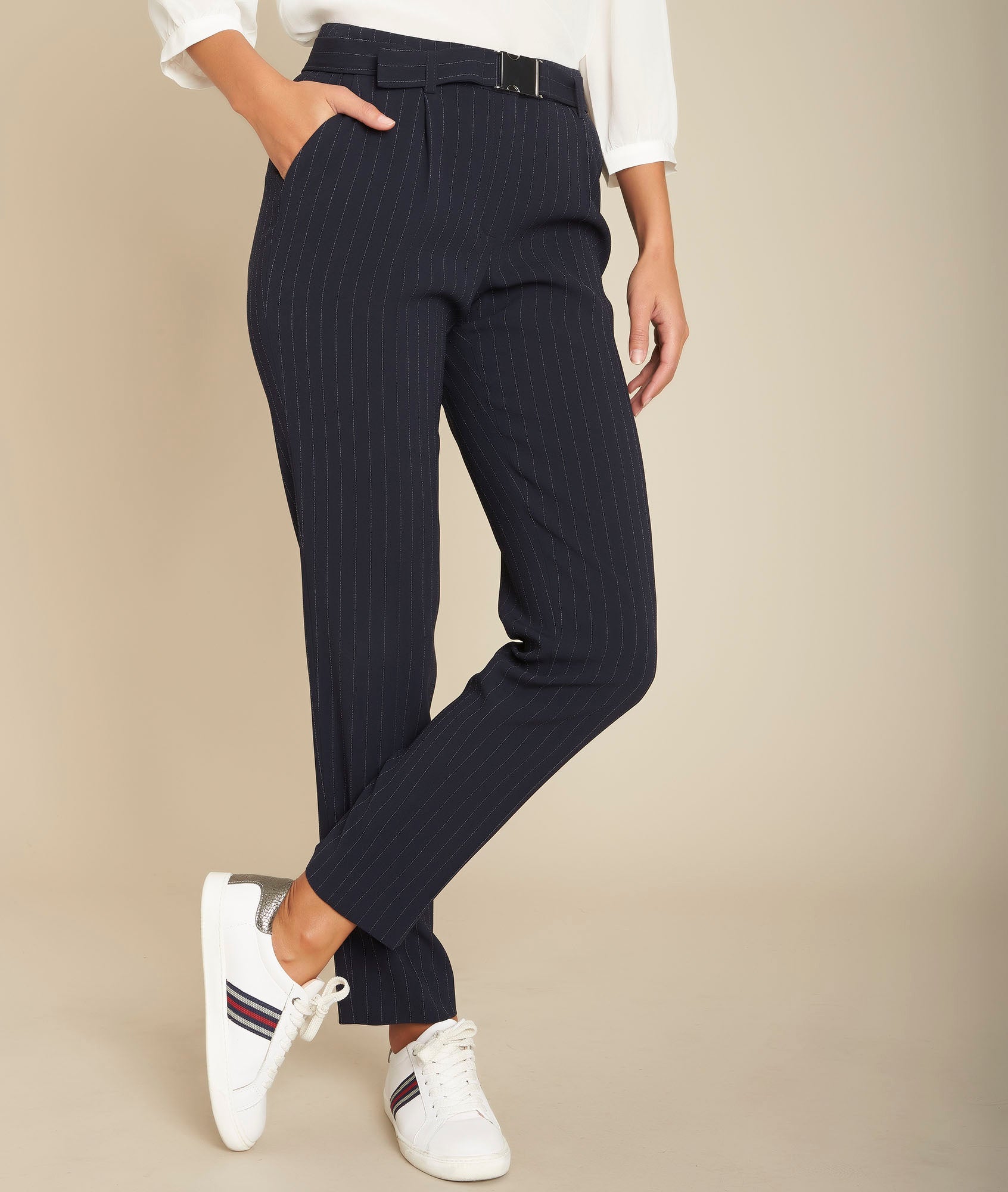 Pantalon cigarette rayé Erwan Faume - seconde main