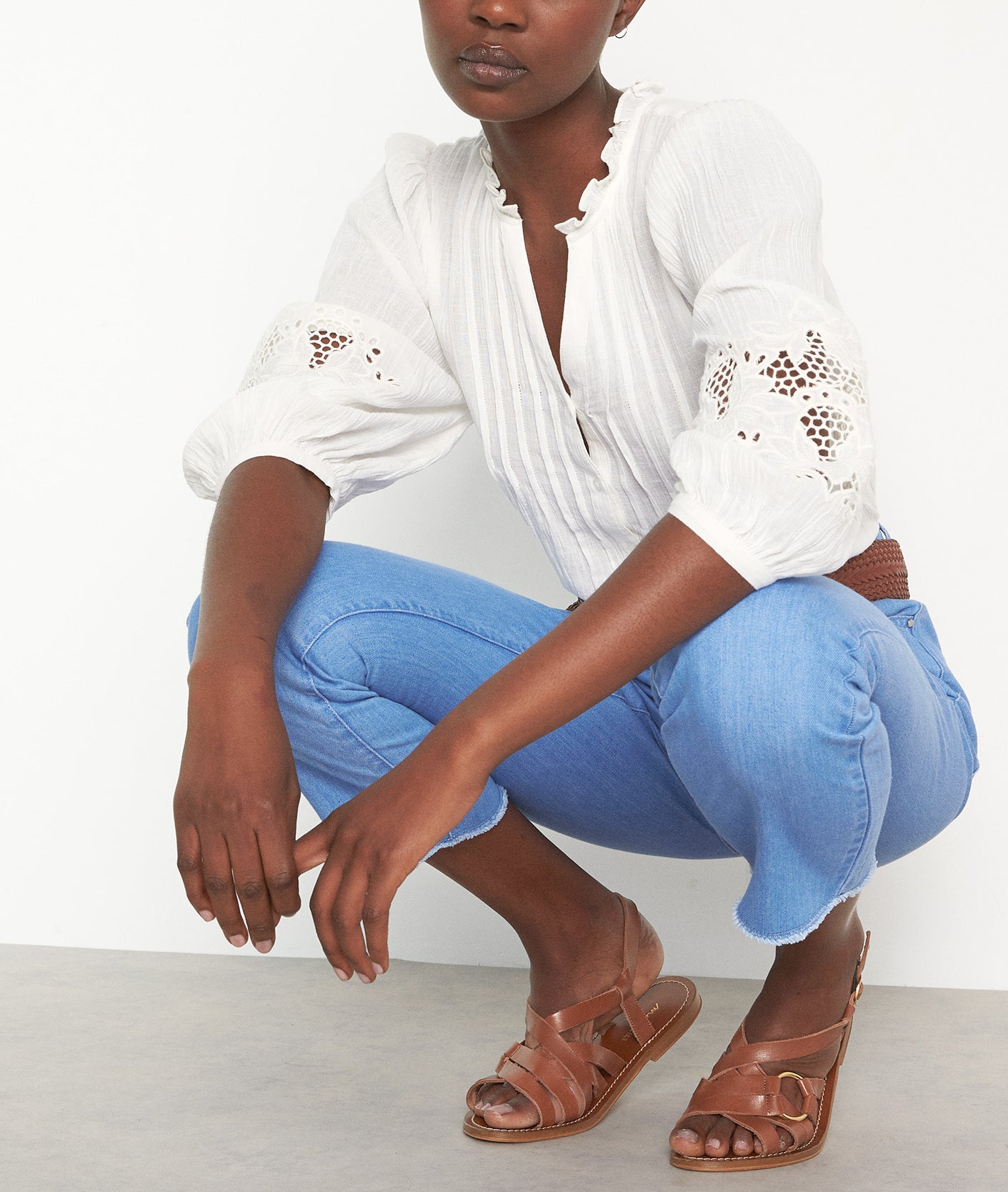 Blouse en coton uni blanc Lynne Faume - seconde main