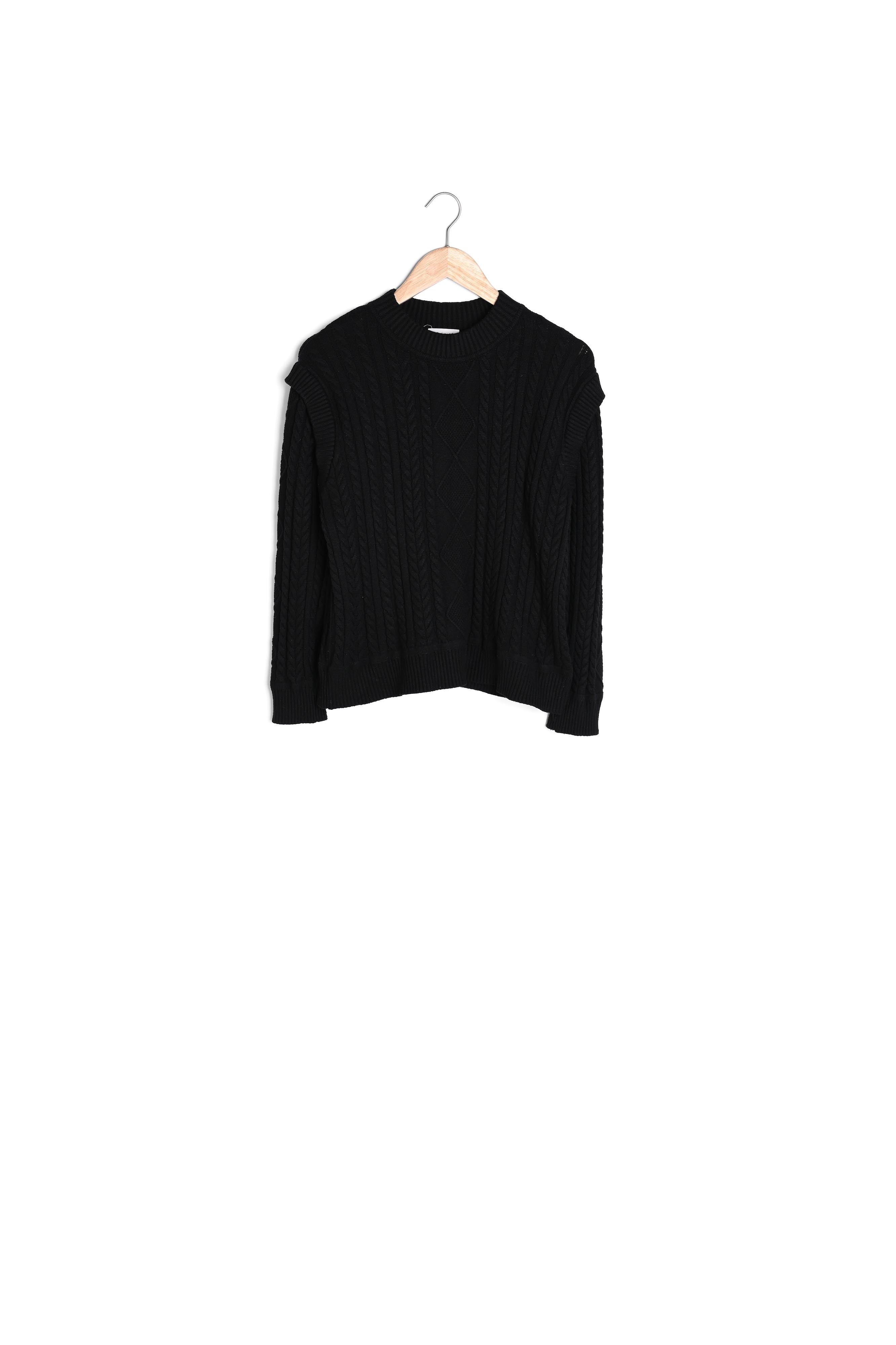 Pull torsadé en viscose EcoVero noir Basso Faume - seconde main