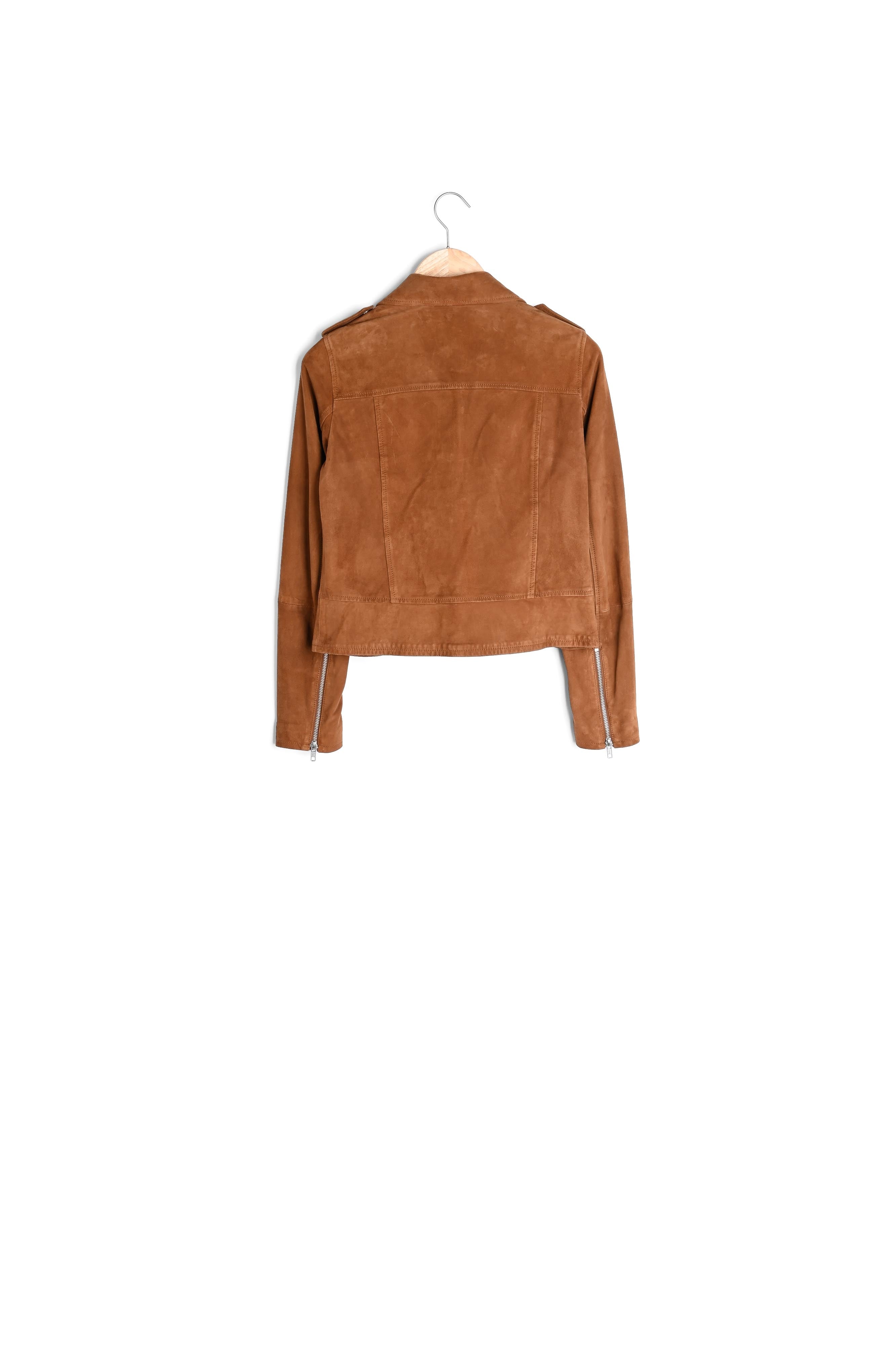 Veste en cuir velours camel Tommy Faume - seconde main