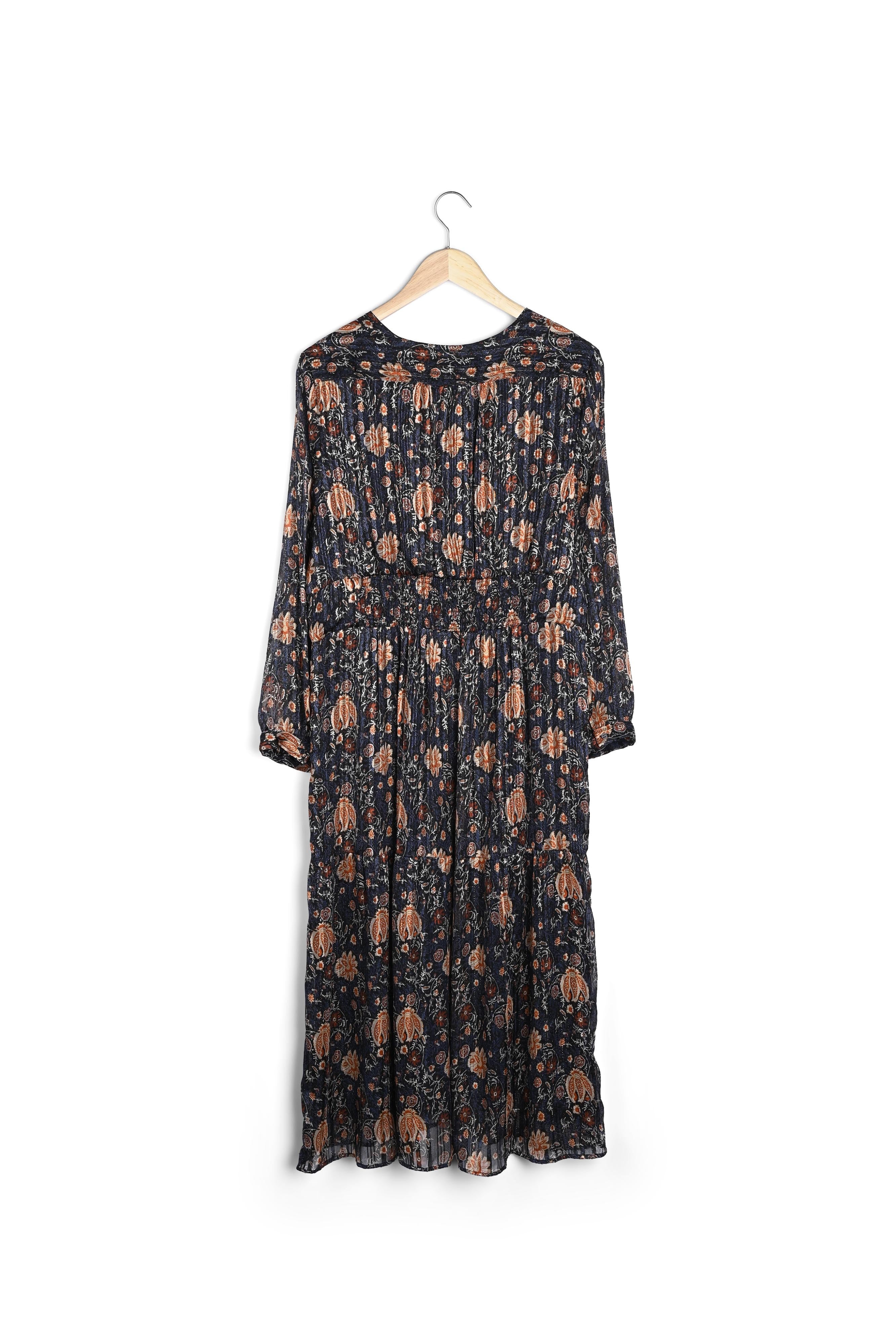 Robe longue fluide imprimé marine Nais Faume - seconde main