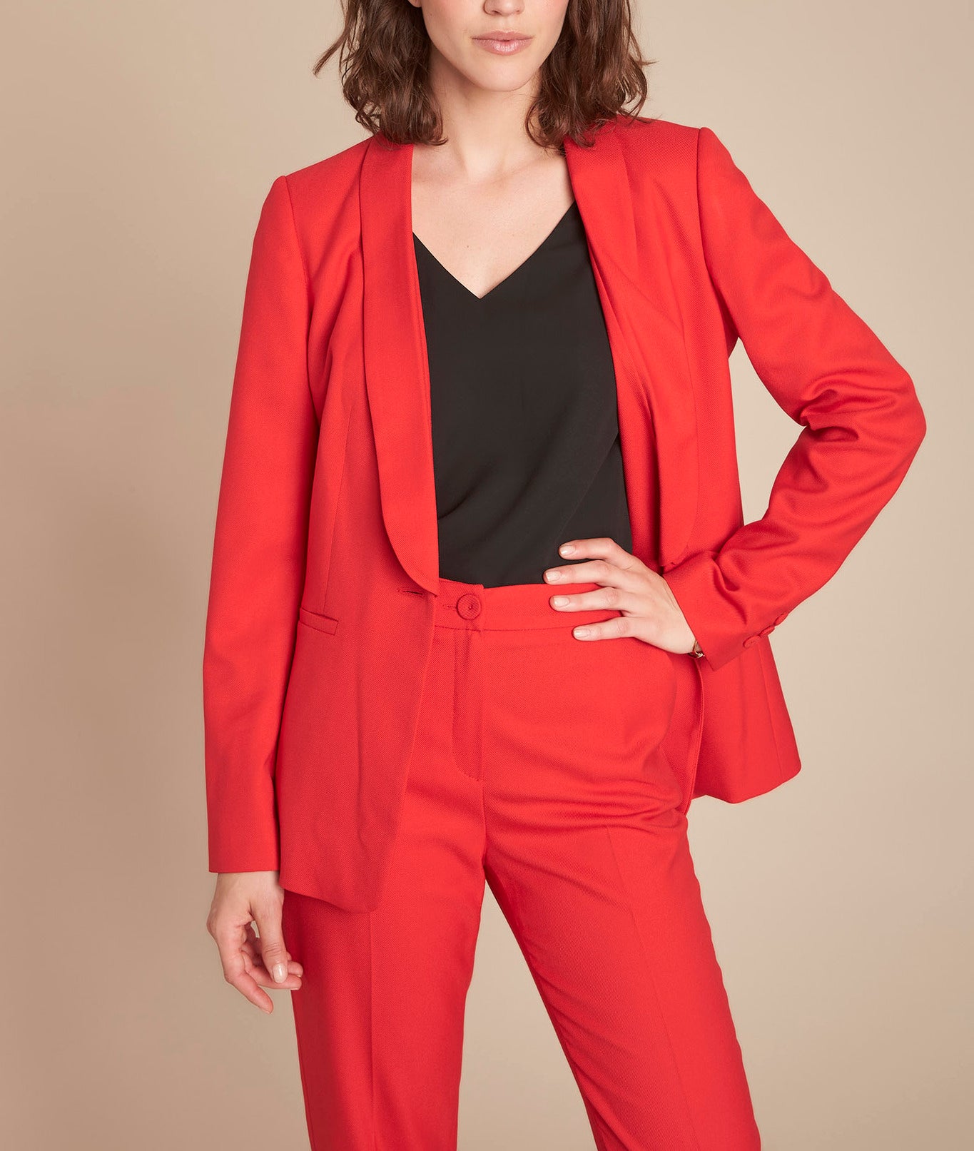 Veste rouge col tailleur Bianca Faume - seconde main