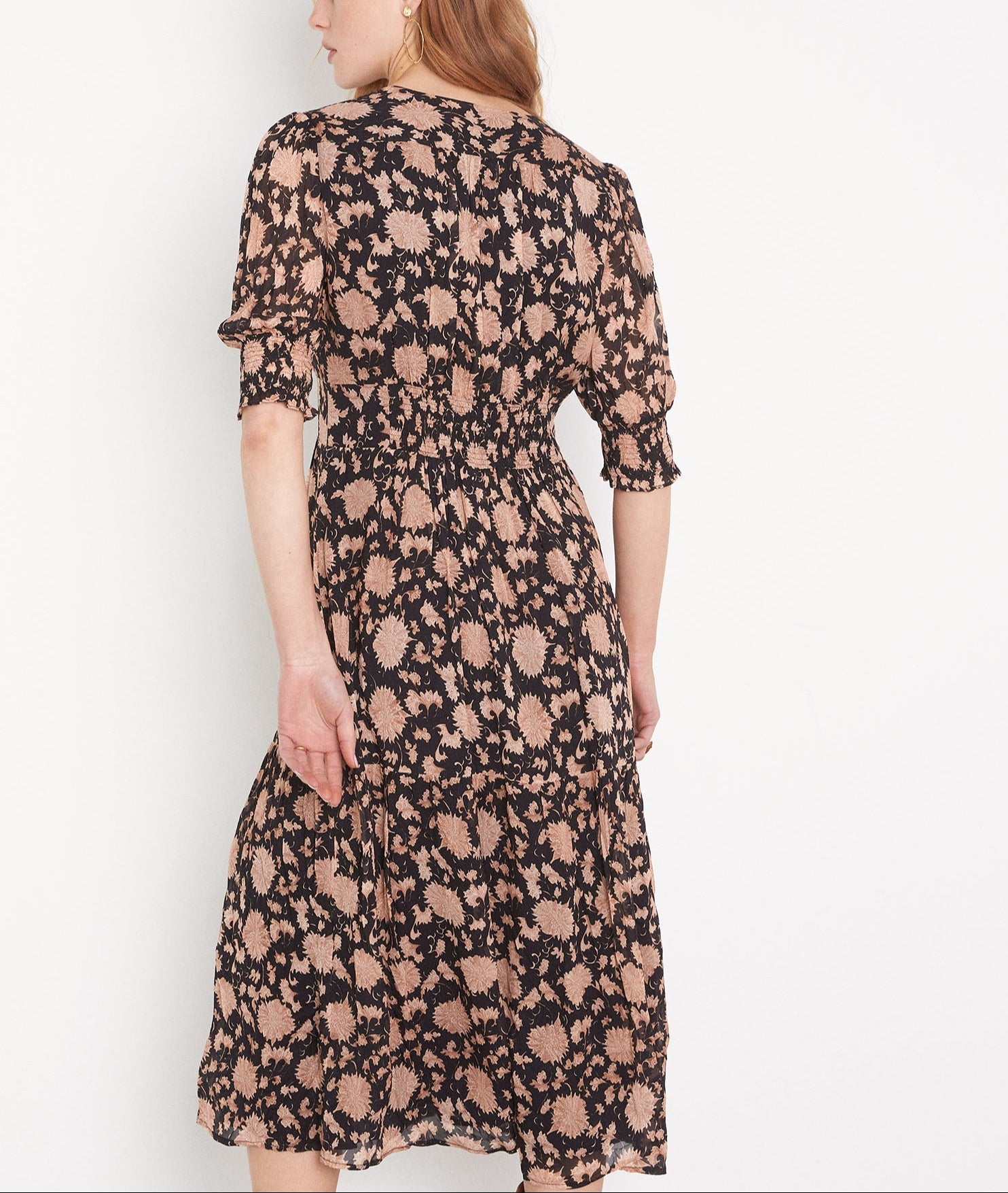 Robe longue imprimée noire Hadra Faume - seconde main