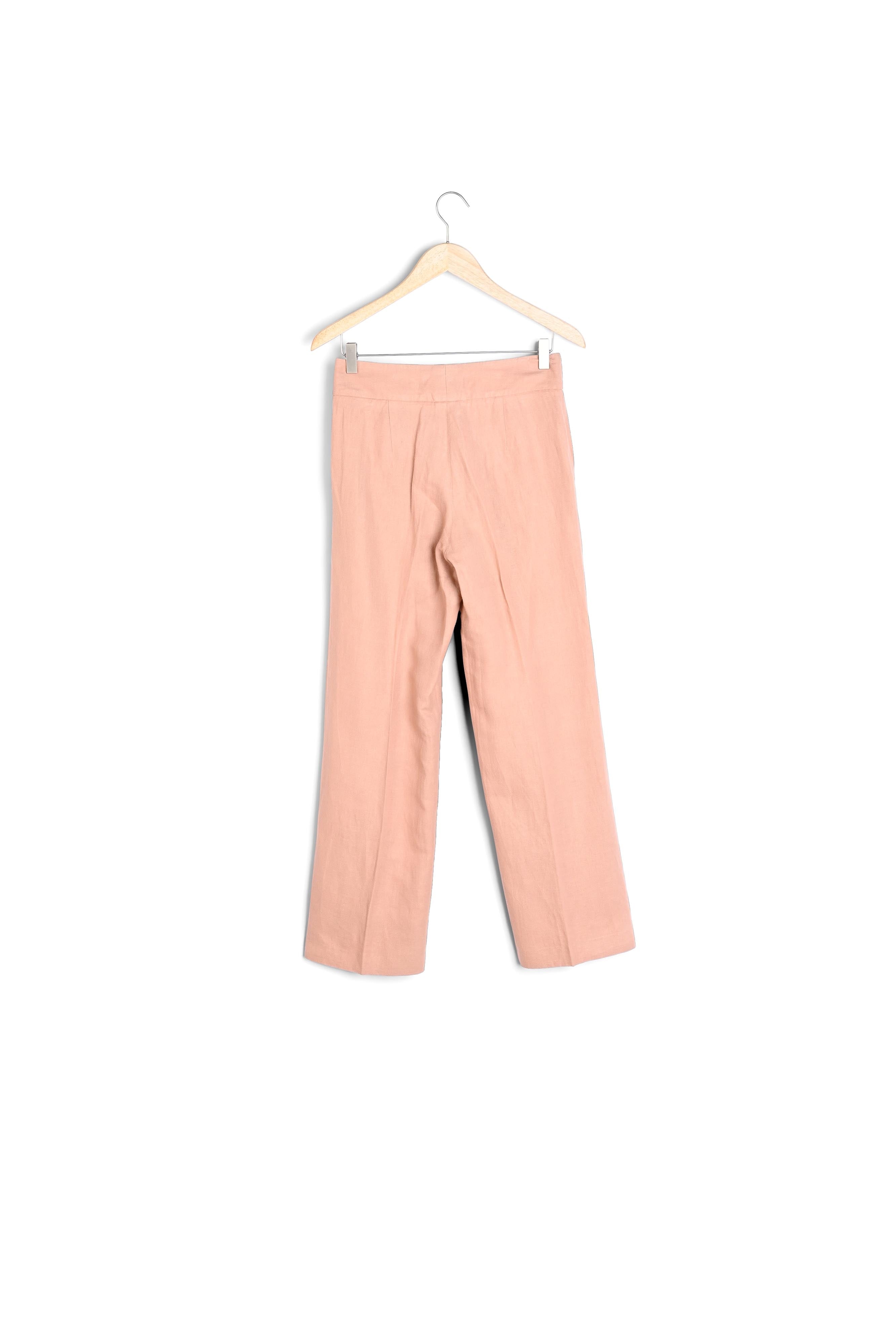 Pantalon large rose en coton et lin Galaxy Faume - seconde main