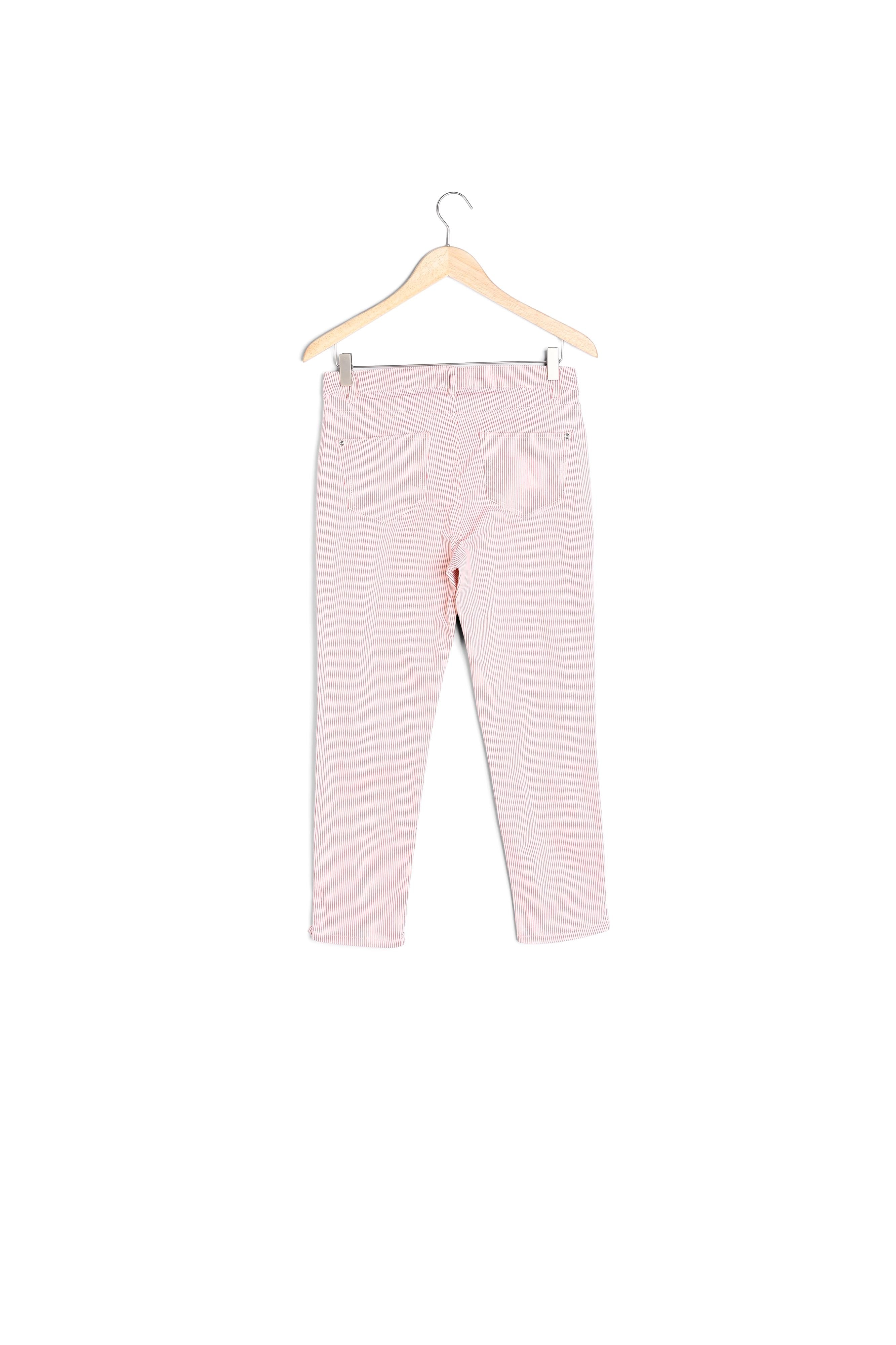 Pantalon slim en coton à rayures rouges Adele Faume - seconde main