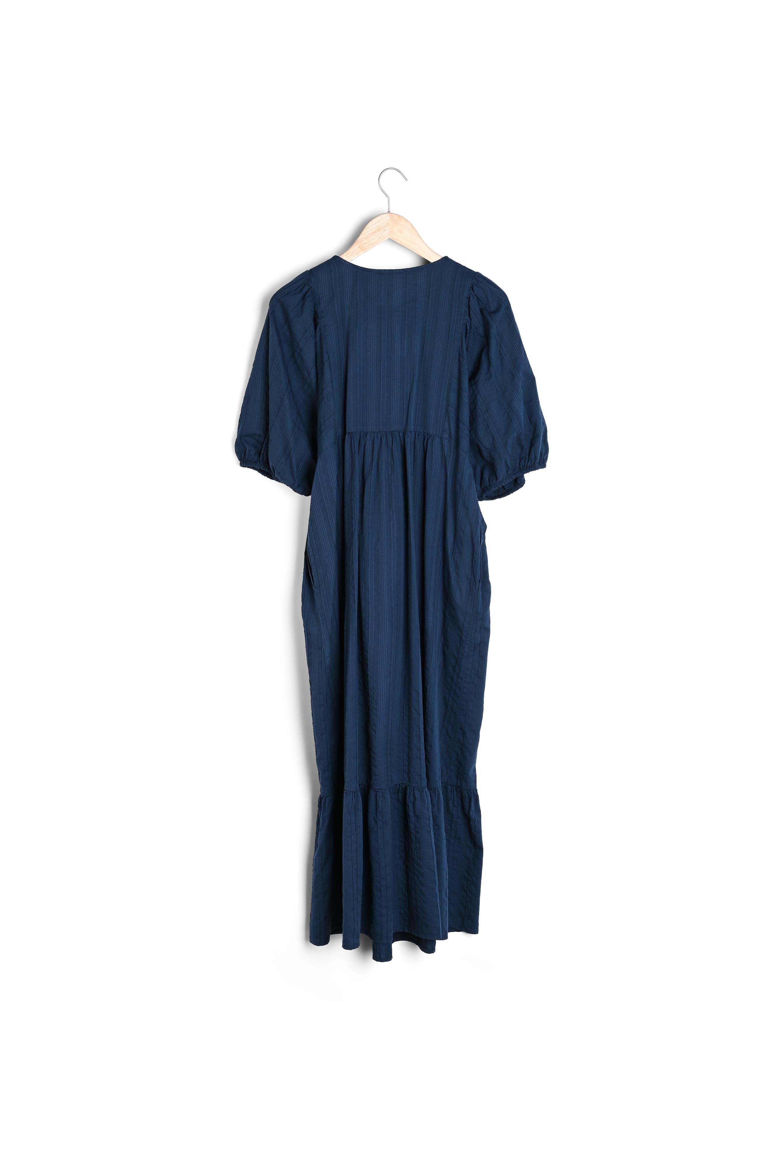 Robe longue plastron brodé denim brut Hilda Faume - seconde main