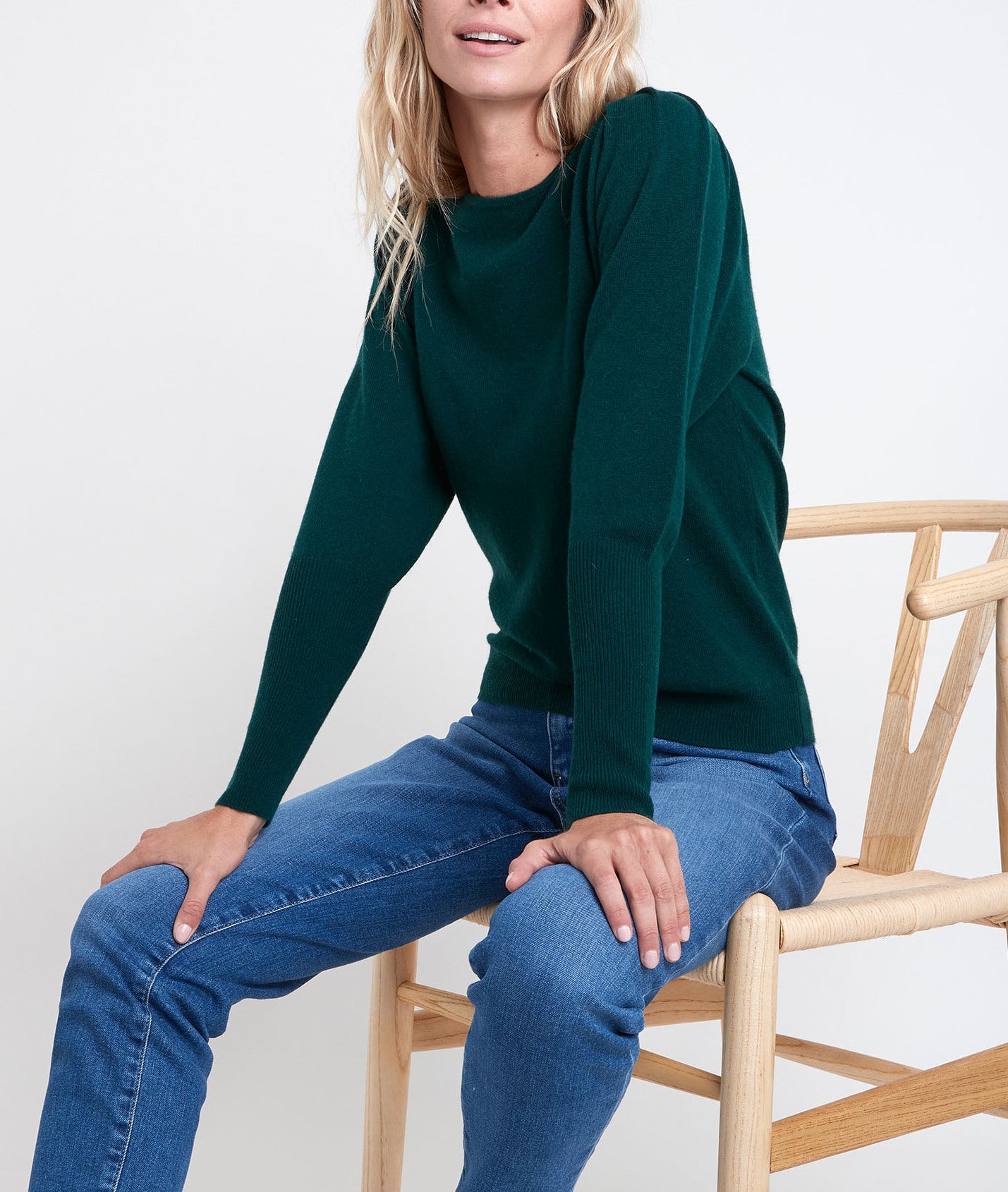 Pull en laine et cachemire émeraude Ribambelle Faume - seconde main