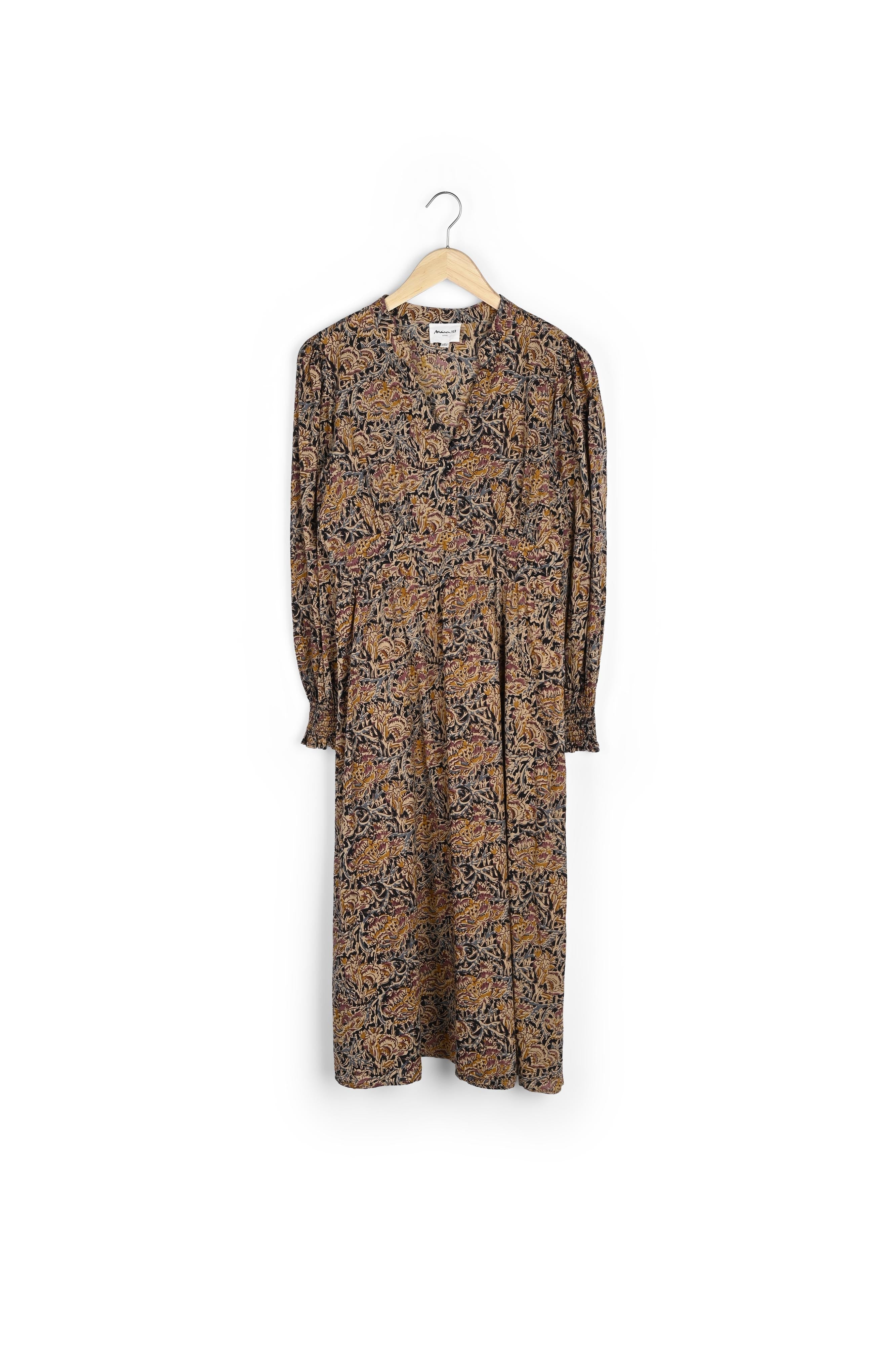 Robe longue imprimée ocre et noire Helenora Faume - seconde main