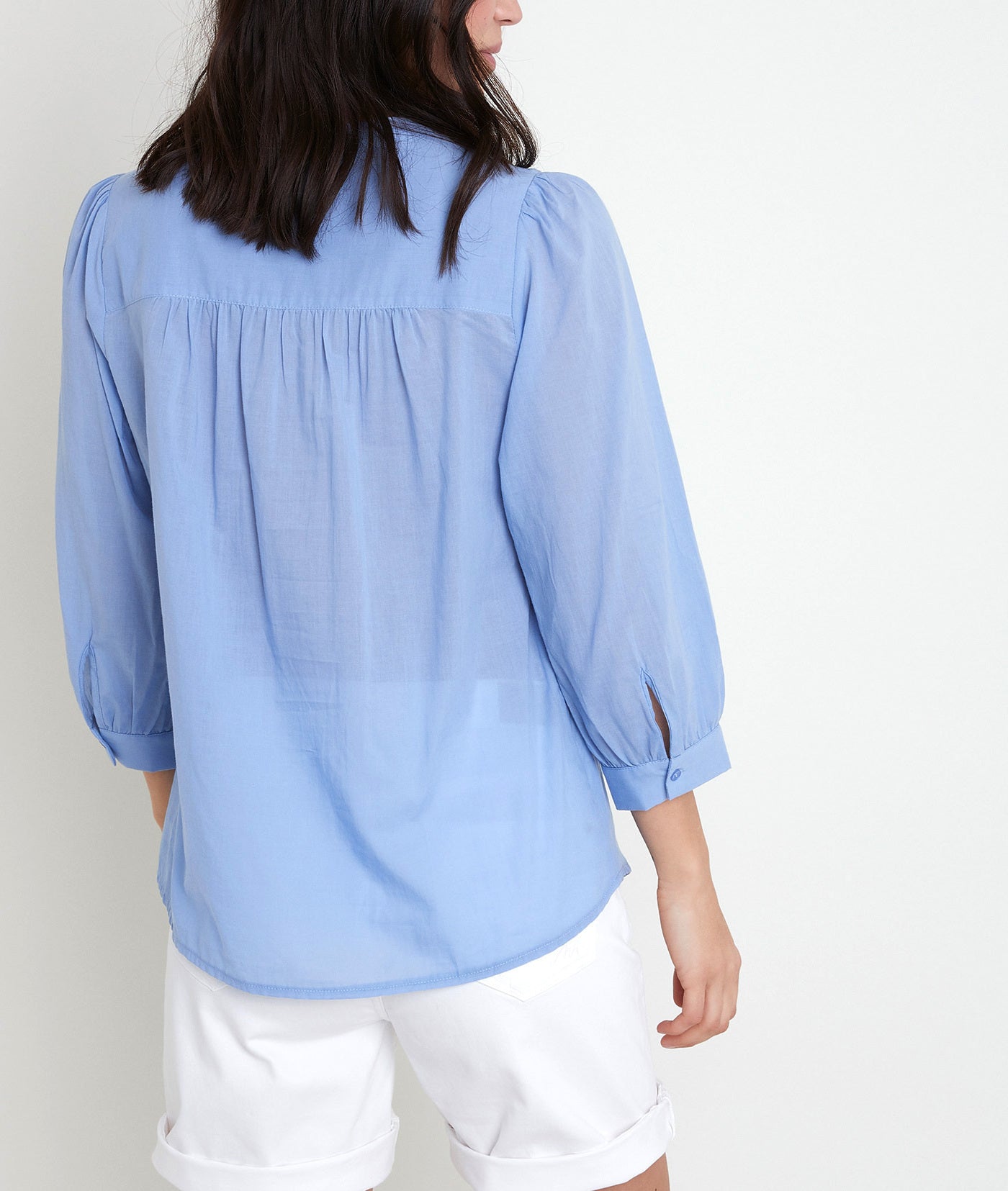Blouse en coton et dentelle bleue ciel Thiago Faume - seconde main