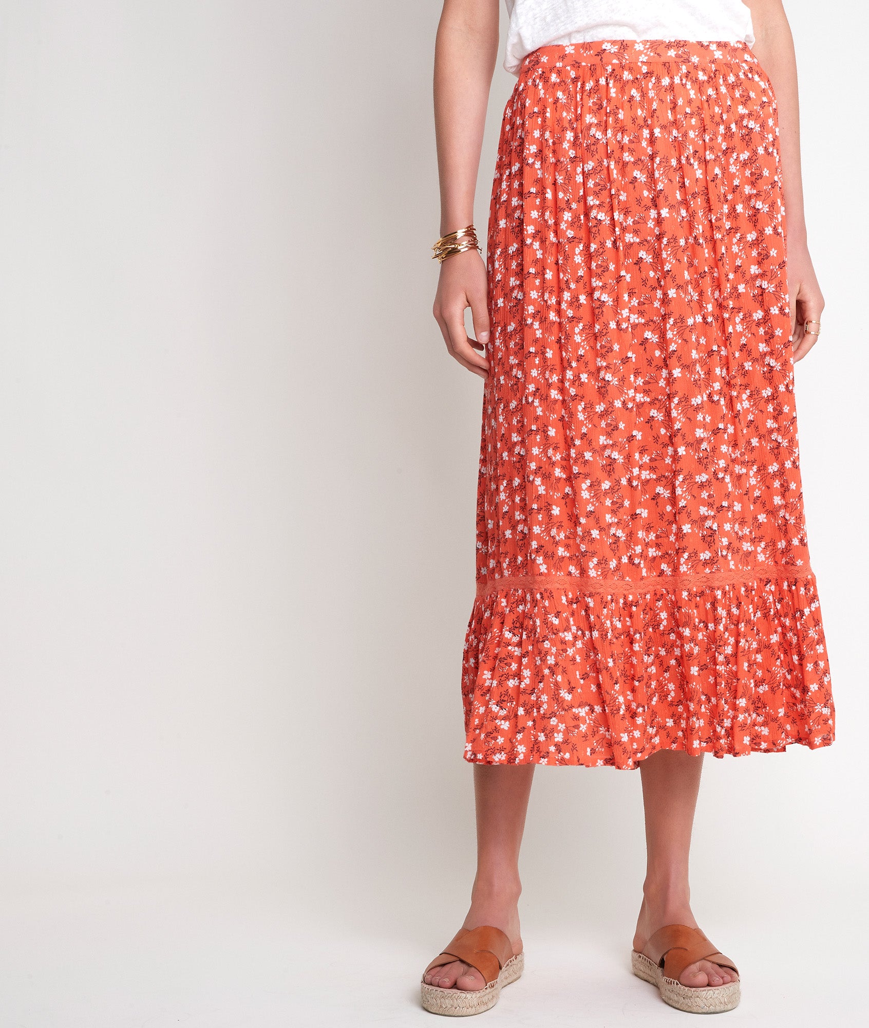 Jupe imprimée rouge Erna Faume - seconde main