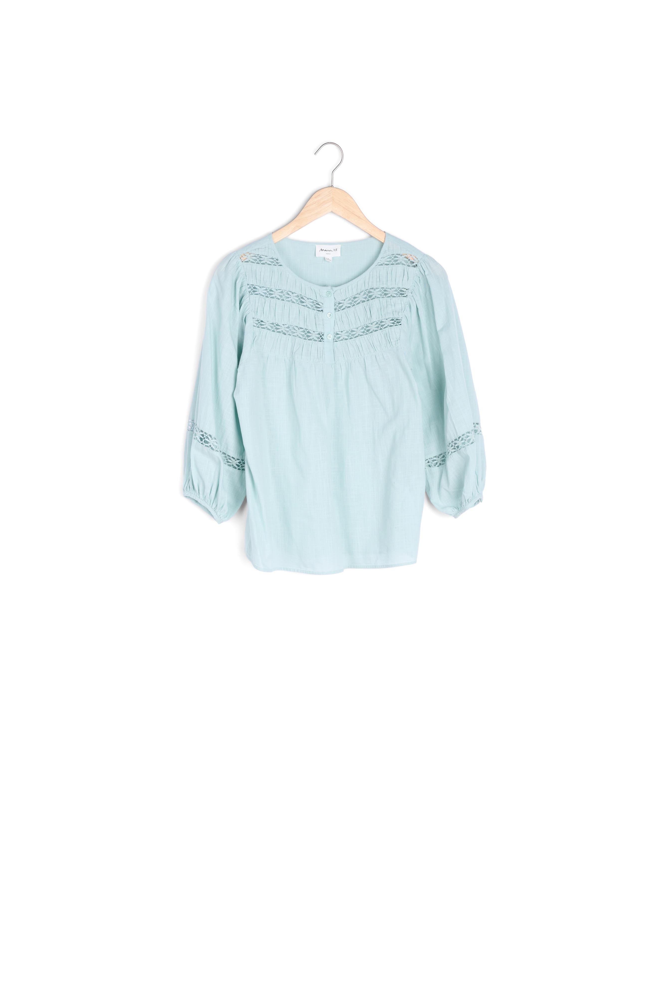 Blouse romantique en coton menthe Lizzie Faume - seconde main