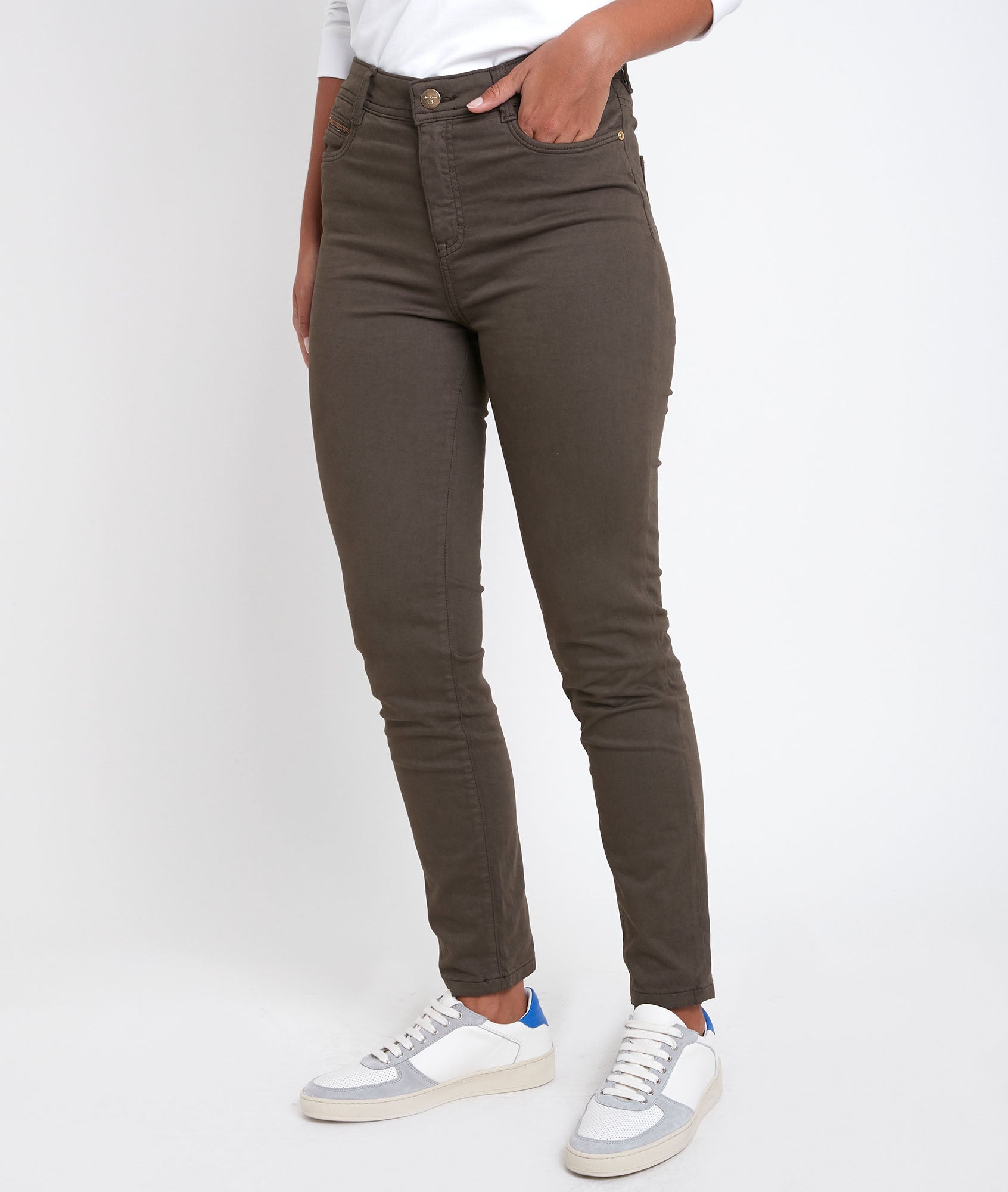 L'iconique slim : satin de coton kaki Sultan Faume - seconde main