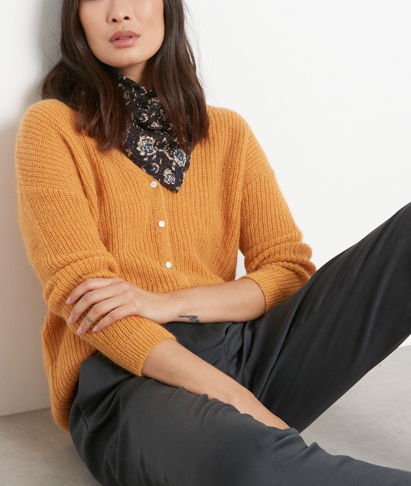 Cardigan en polyamide et laine recyclés jaune Paddy Faume - seconde main