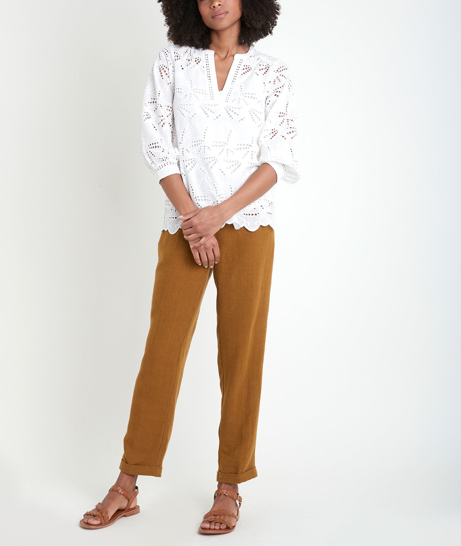 Blouse en coton brodé écru Tebene Faume - seconde main