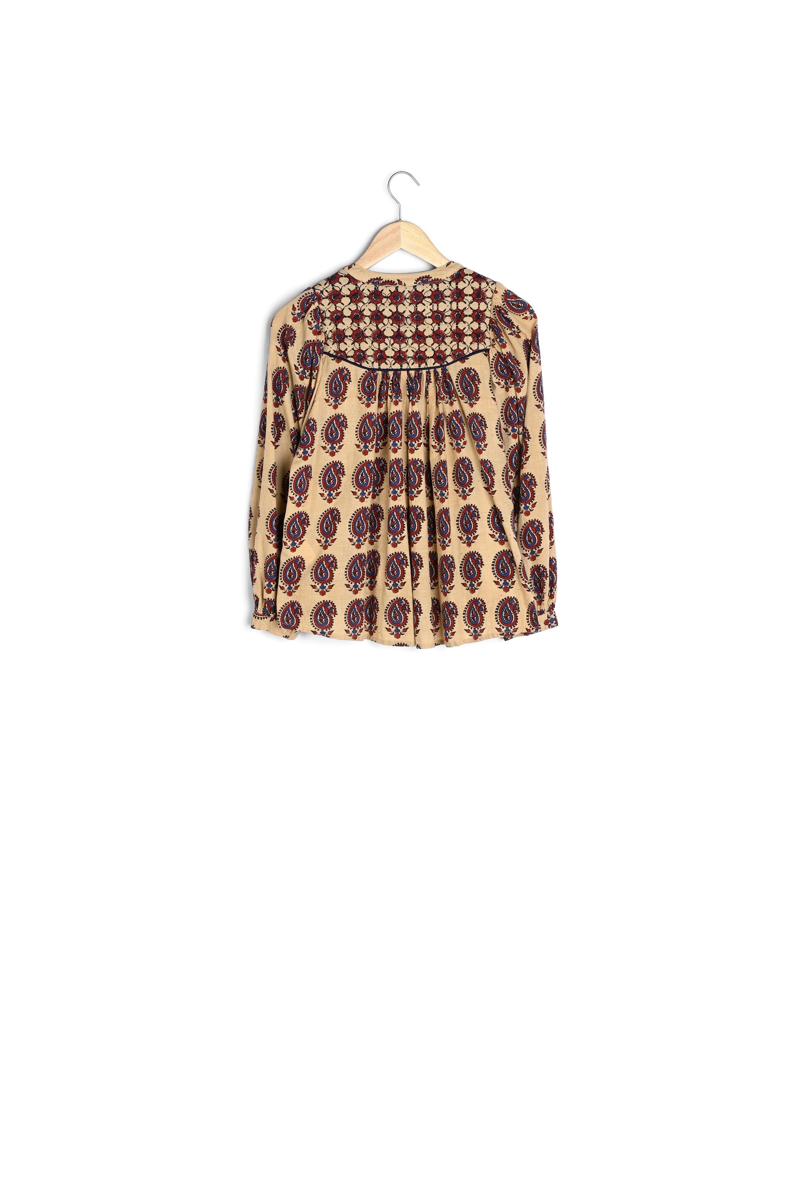 Blouse imprimée en coton beige Camille Faume - seconde main