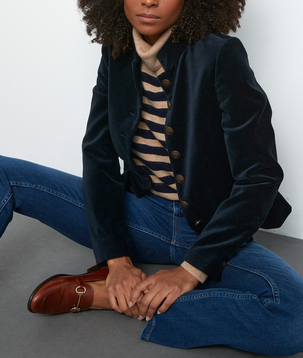 Veste en velours bleu Tang Faume - seconde main