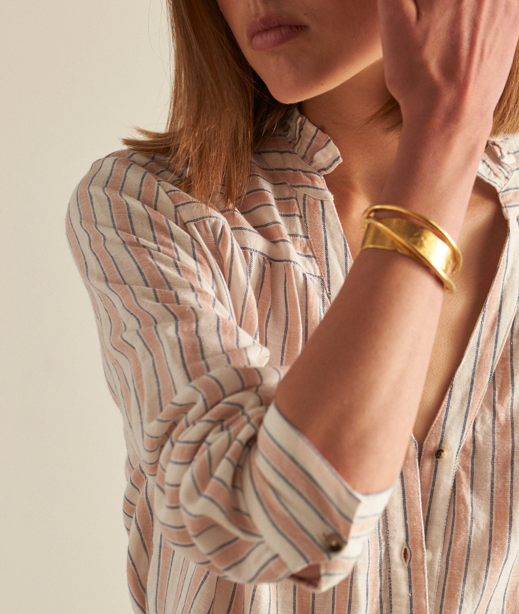 Chemise rayée en coton rose poudré CAYNA Faume - seconde main