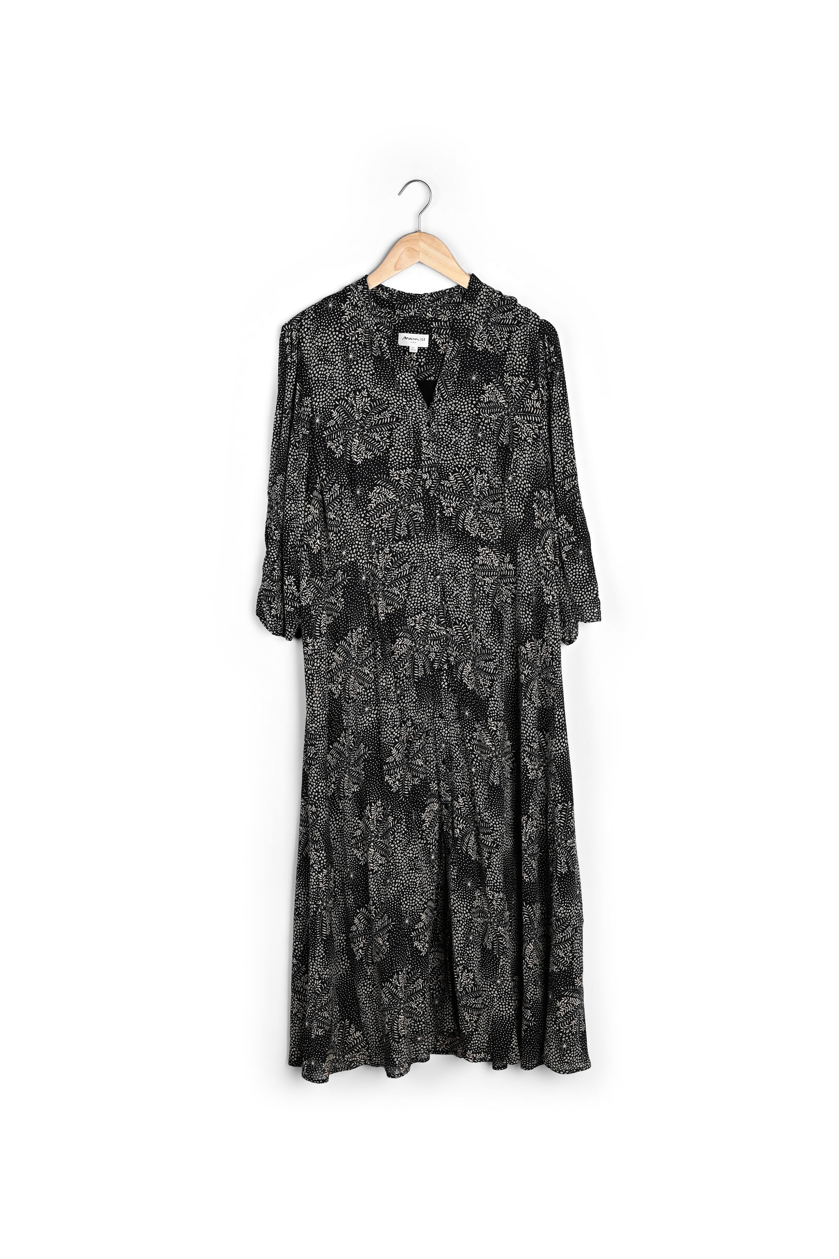 Robe longue noire imprimée Narice Faume - seconde main