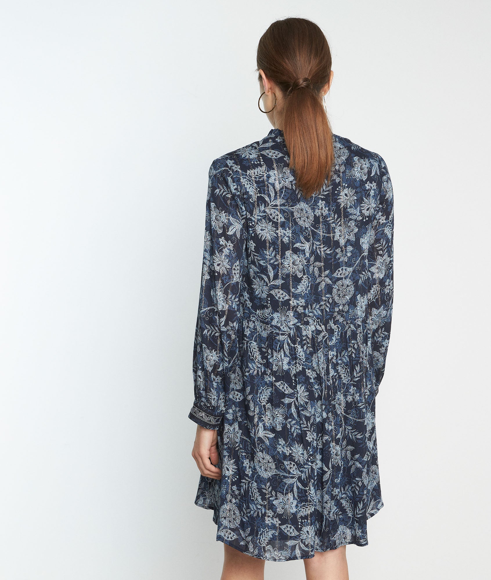 Robe courte imprimée bleu marine Lais Faume - seconde main