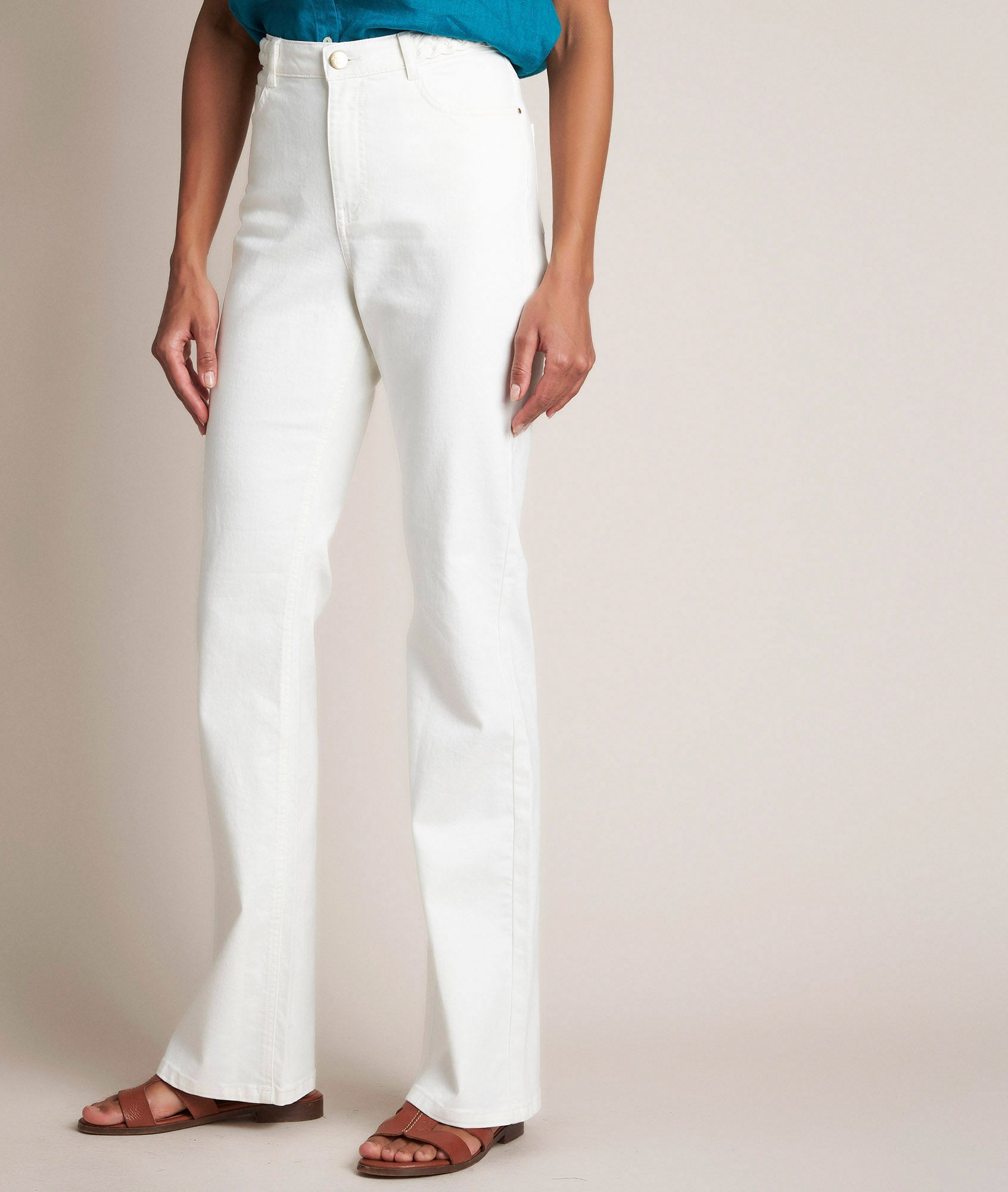 Le Vintage flare : jean tressé écru Saphir Faume - seconde main