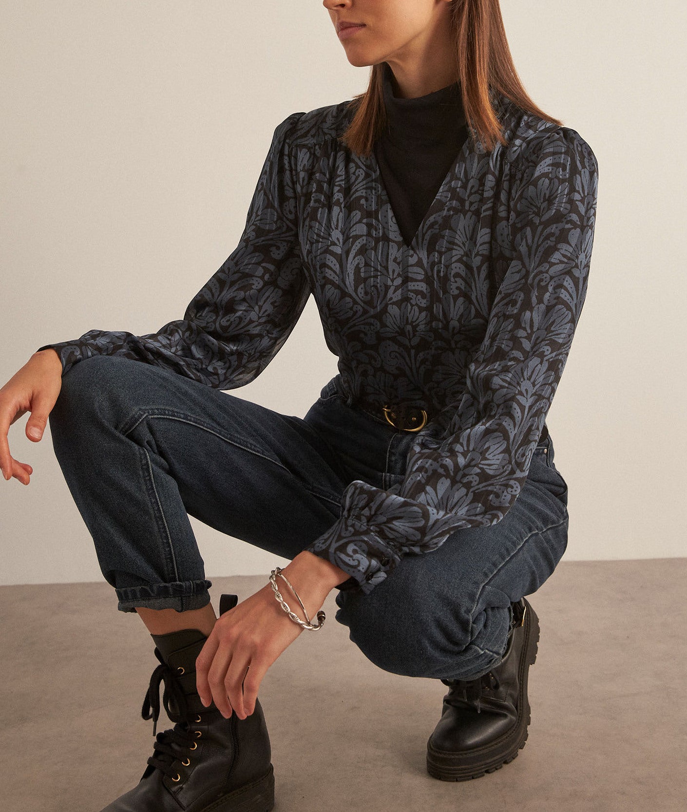 Blouse imprimée bleu Cymba Faume - seconde main