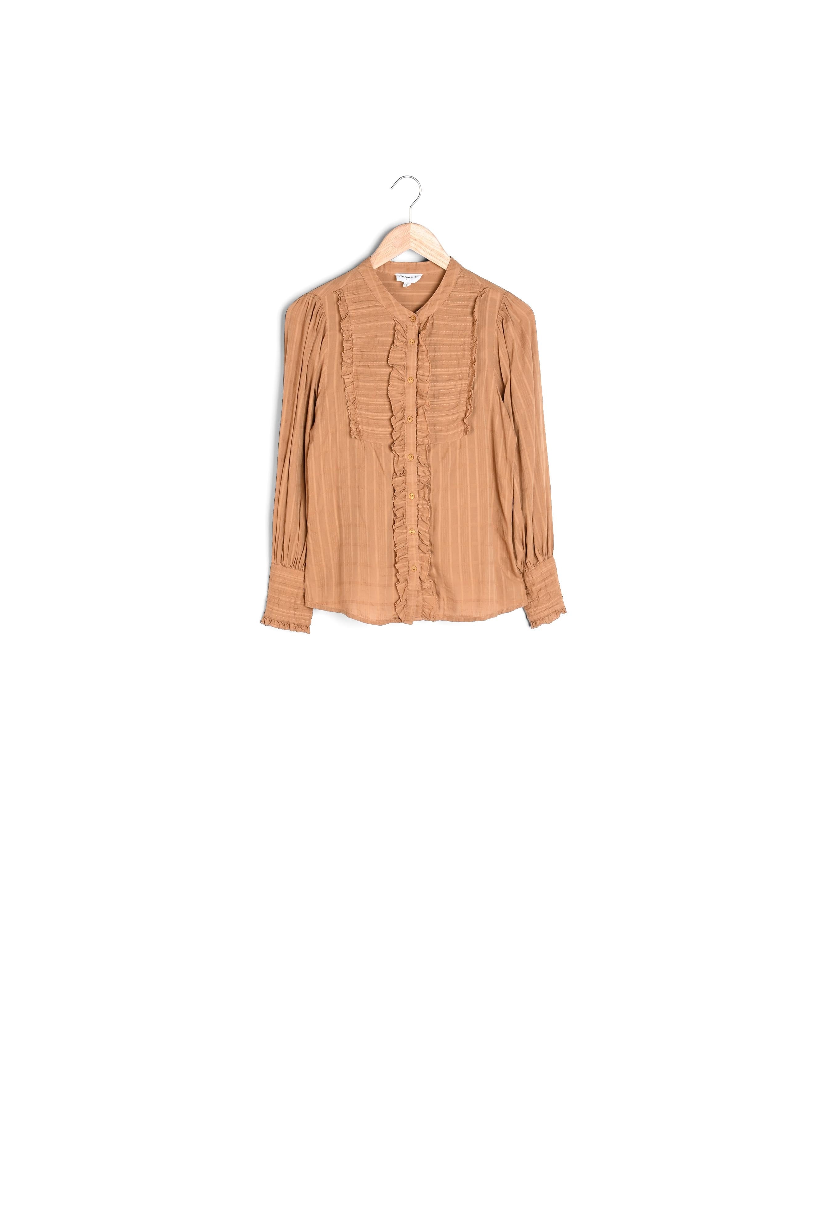 Chemise plastron froncé camel Laika Faume - seconde main
