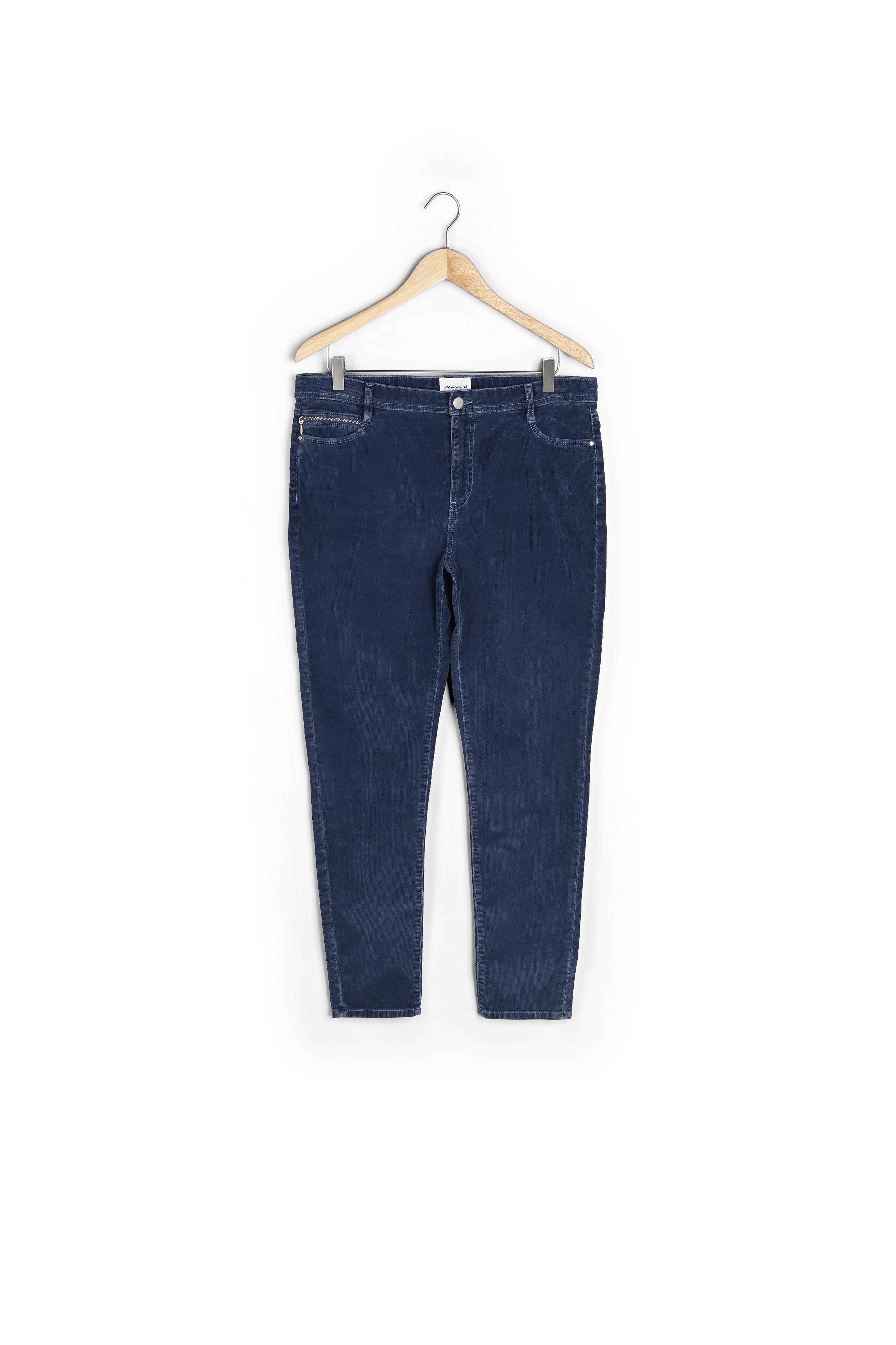 Pantalon slim en velours milleraies bleu Sultan Faume - seconde main