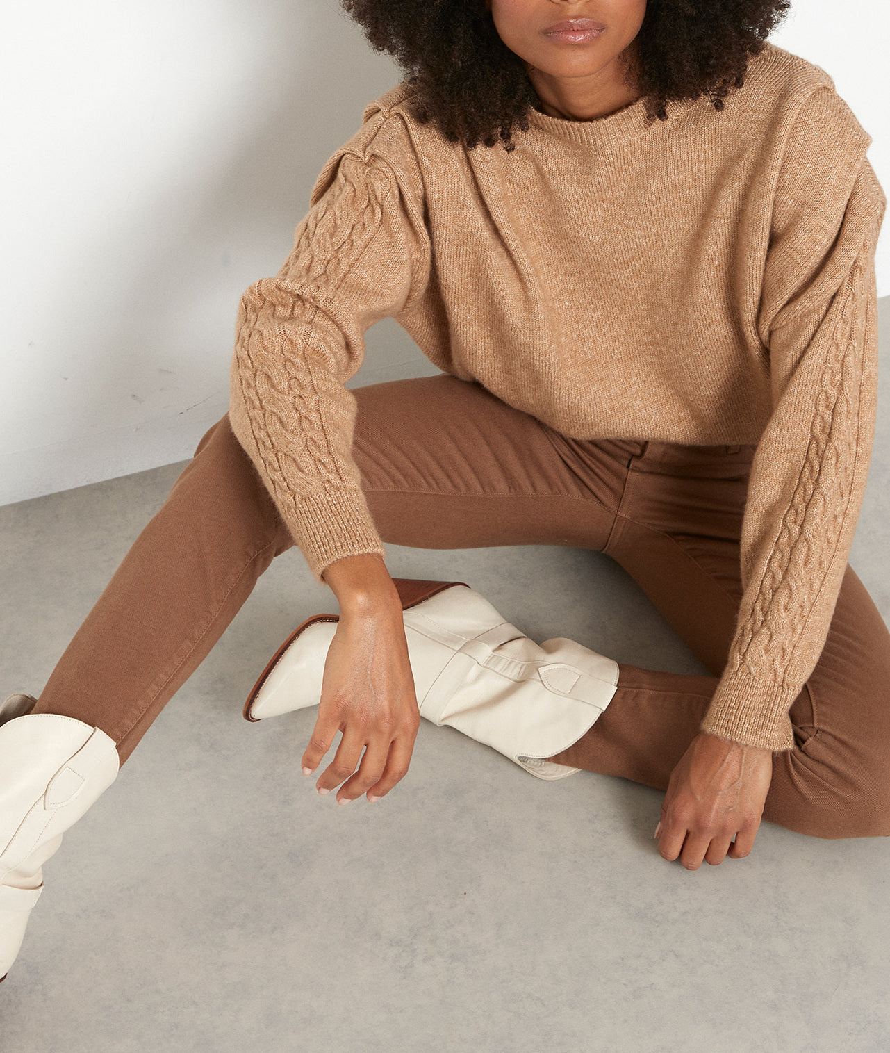 Jean slim en denim surteint camel Nateo Faume - seconde main