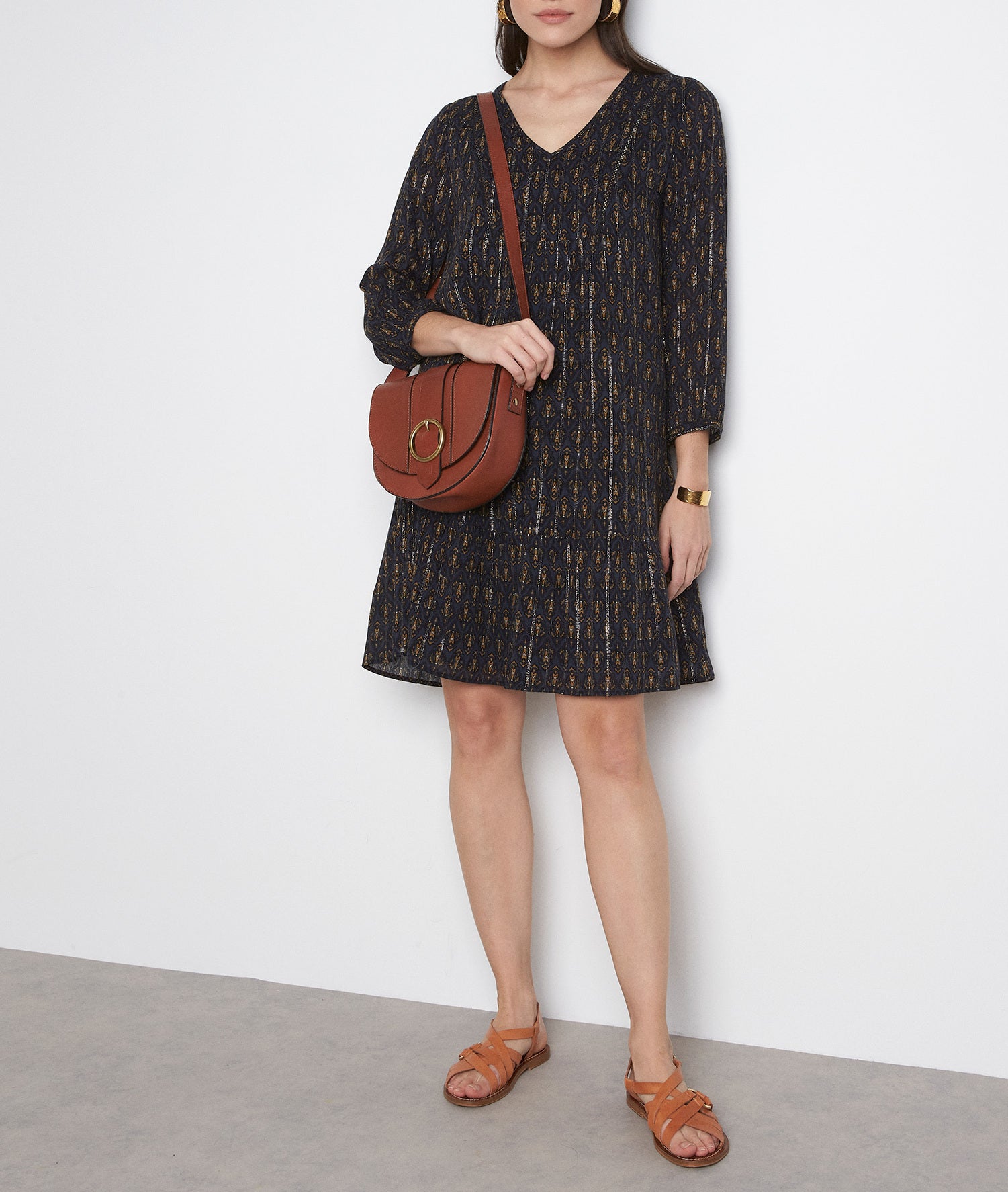 Robe courte imprimée bleu marine Soraya Faume - seconde main